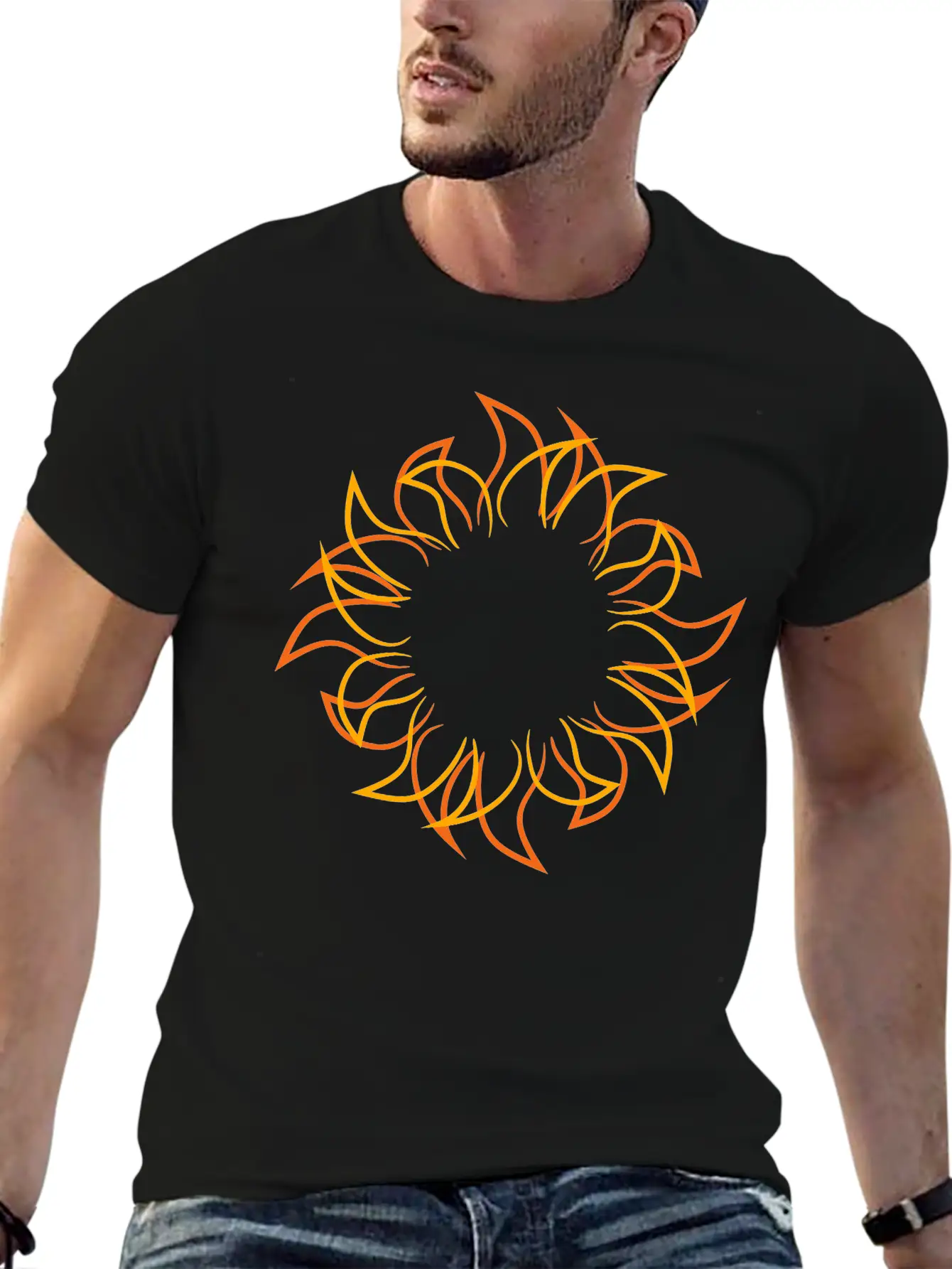 Tattoo Design Cool Stylish Sun Flames Sun Classic Fit Graphic Tee For Daily Comfort – Unisex Cotton Shirt