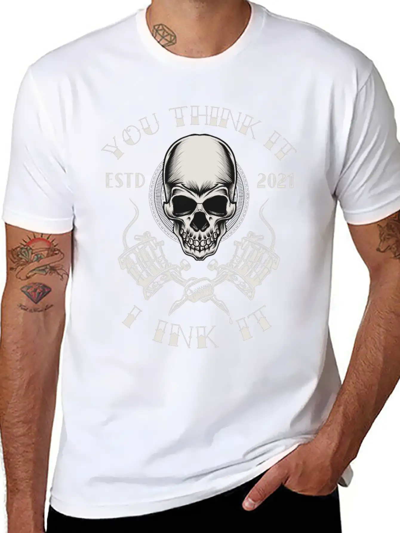Tattoo Skull Inked Ink Tattoo Saying Quote Memes Lightweight Cotton T-Shirt – Daily Comfort Graphic Shirt