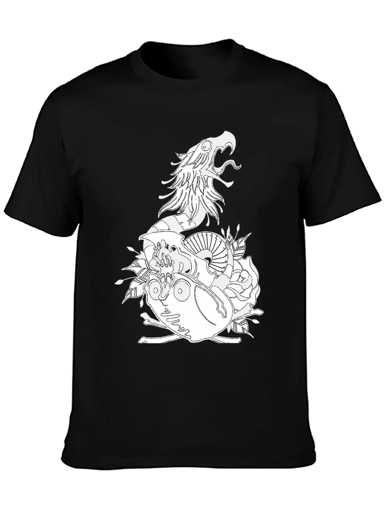 Tattoo Skull Snake Rose Eagle Mashup Essential Cotton Tee For Daily Outfits – Unisex Style