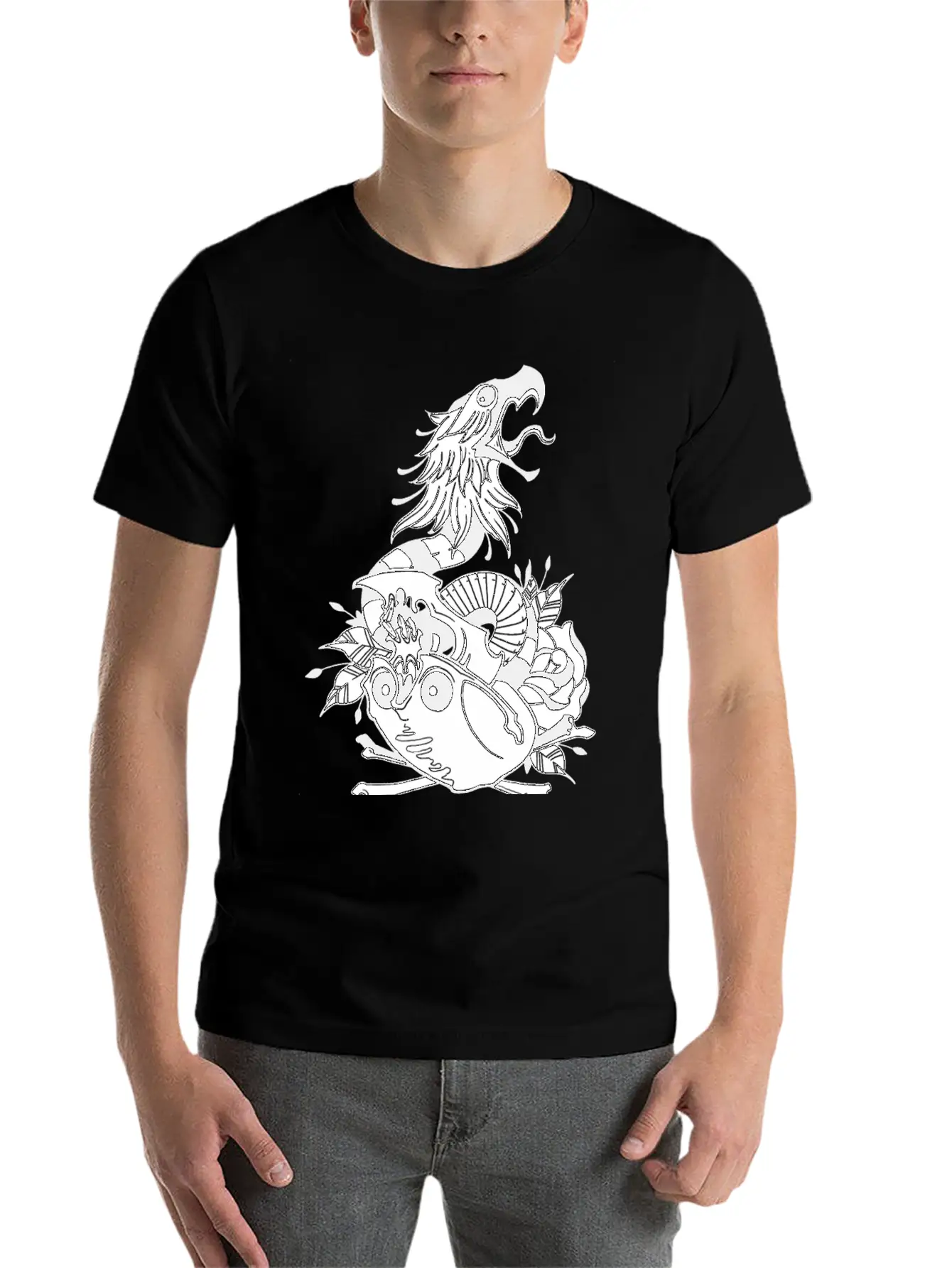 Tattoo Skull Snake Rose Eagle Mashup Essential Cotton Tee For Daily Outfits – Unisex Style