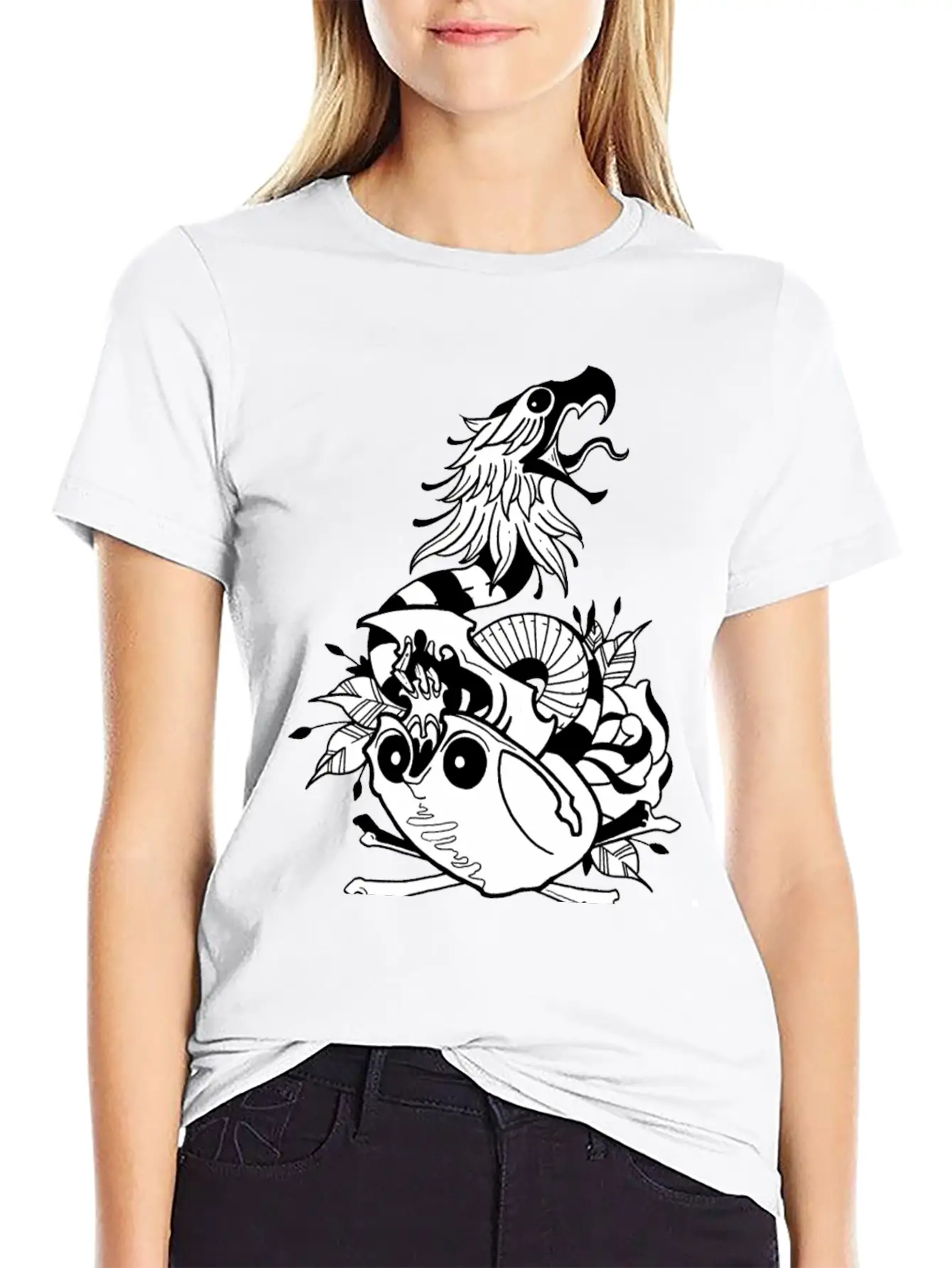 Tattoo Skull Snake Rose Eagle Mashup Essential Cotton Tee For Daily Outfits – Unisex Style