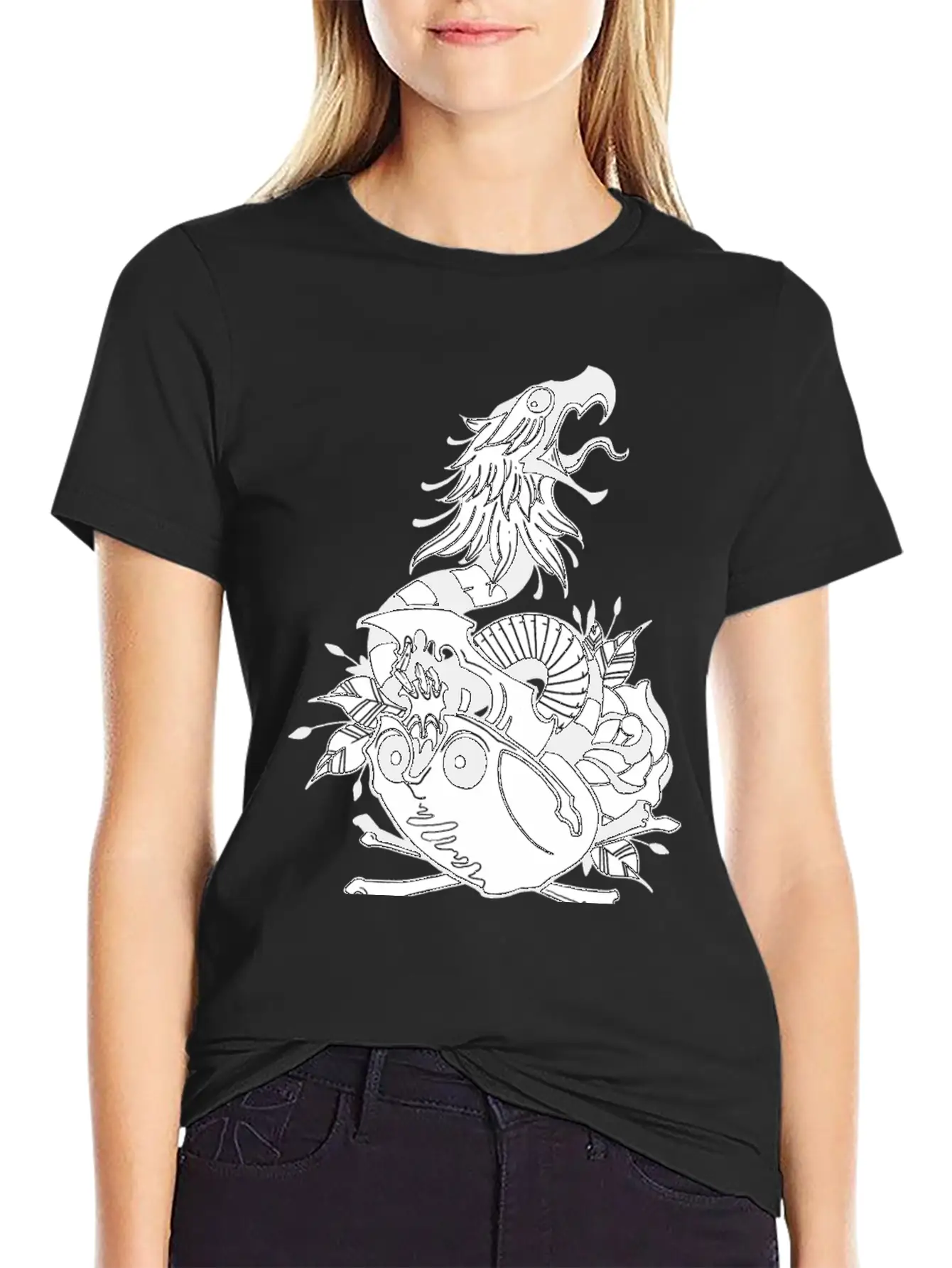Tattoo Skull Snake Rose Eagle Mashup Essential Cotton Tee For Daily Outfits – Unisex Style