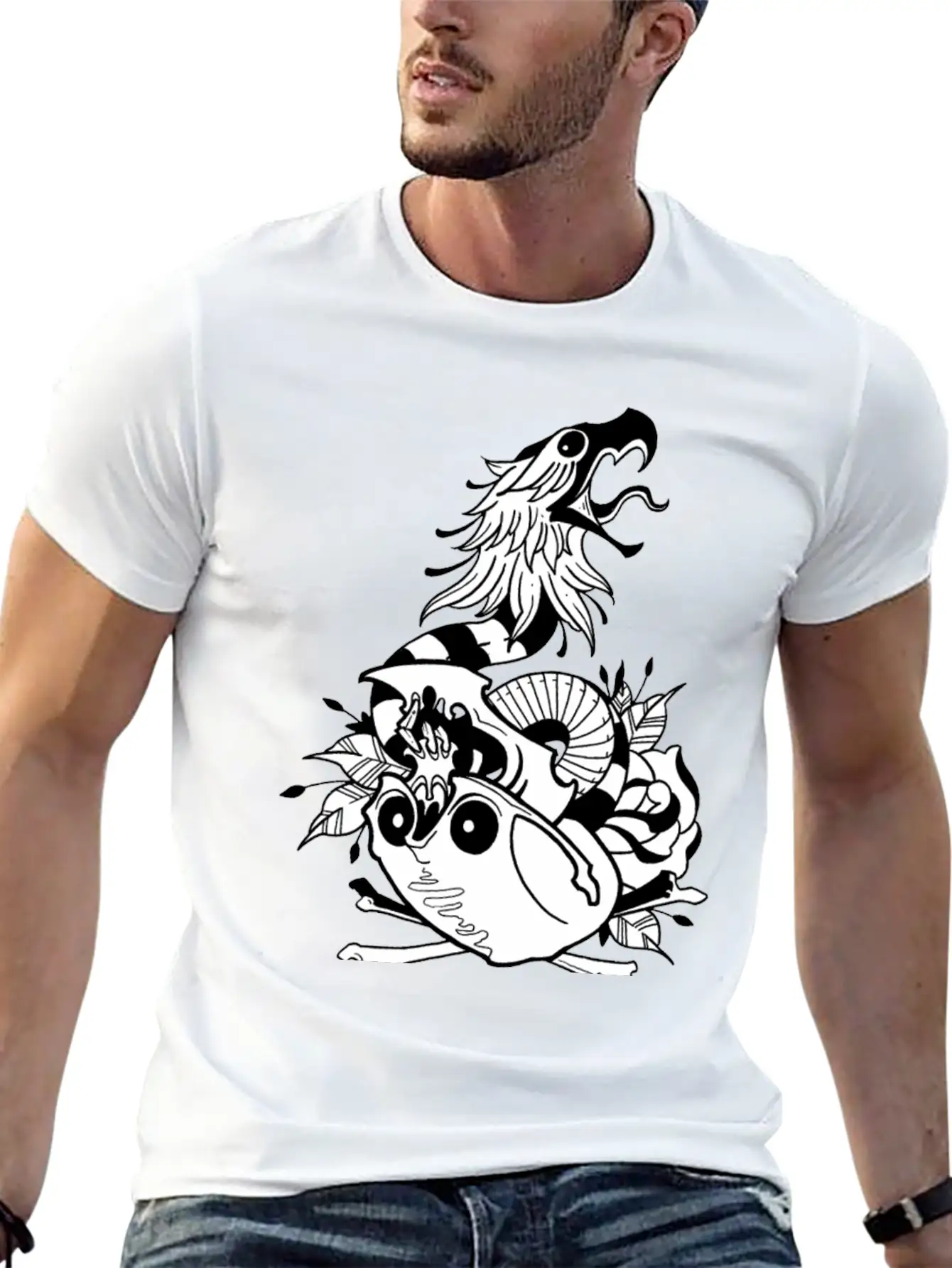 Tattoo Skull Snake Rose Eagle Mashup Essential Cotton Tee For Daily Outfits – Unisex Style