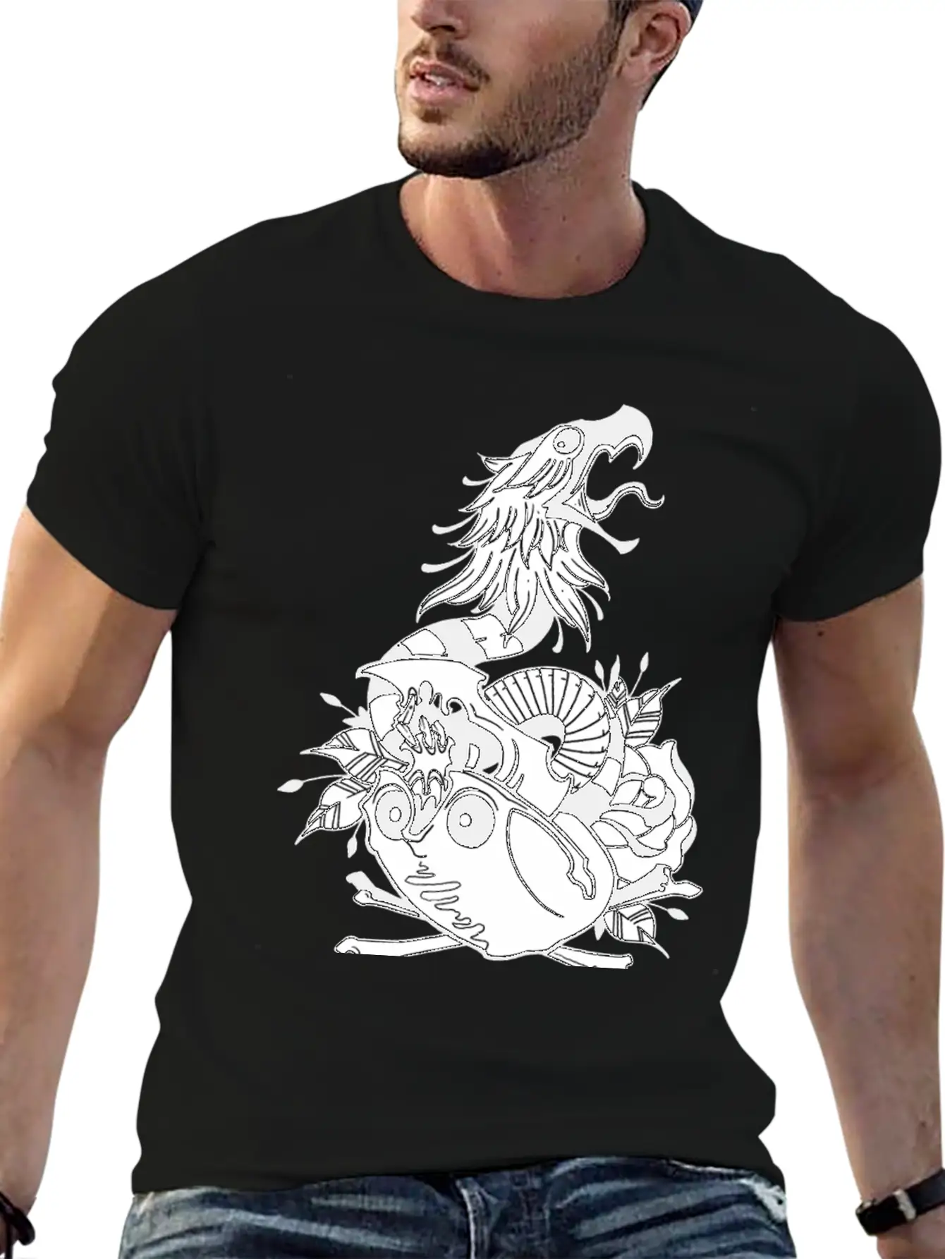 Tattoo Skull Snake Rose Eagle Mashup Essential Cotton Tee For Daily Outfits – Unisex Style