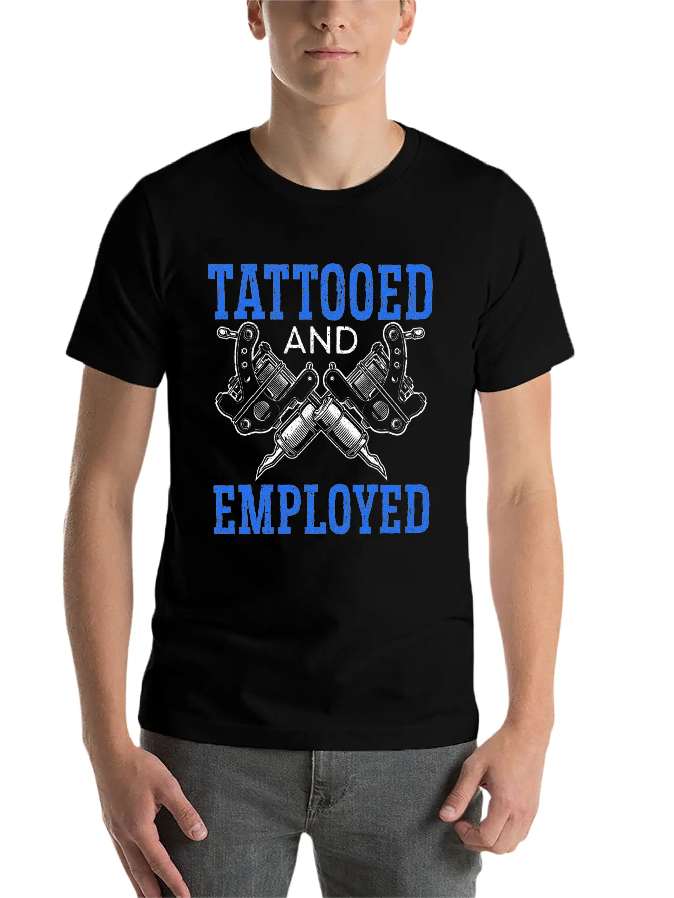 Tattooed And Employed Tattoo Tattooing Ink Junkie Modern Fit Casual T-Shirt – Clean And Versatile Design