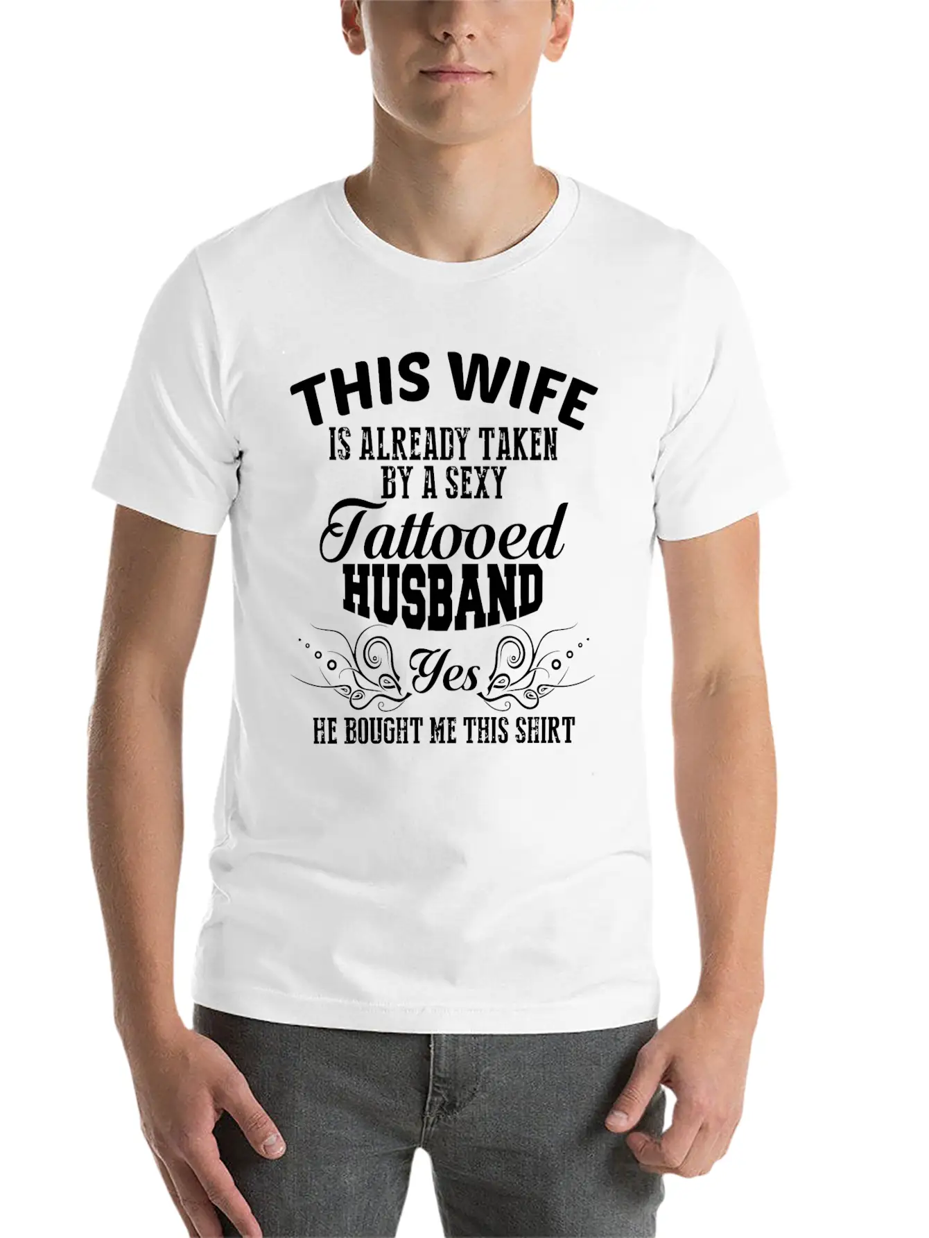 Tattooed Husband - Tattooed Husband T Shirt Lightweight Cotton T-Shirt – Daily Comfort Graphic Shirt