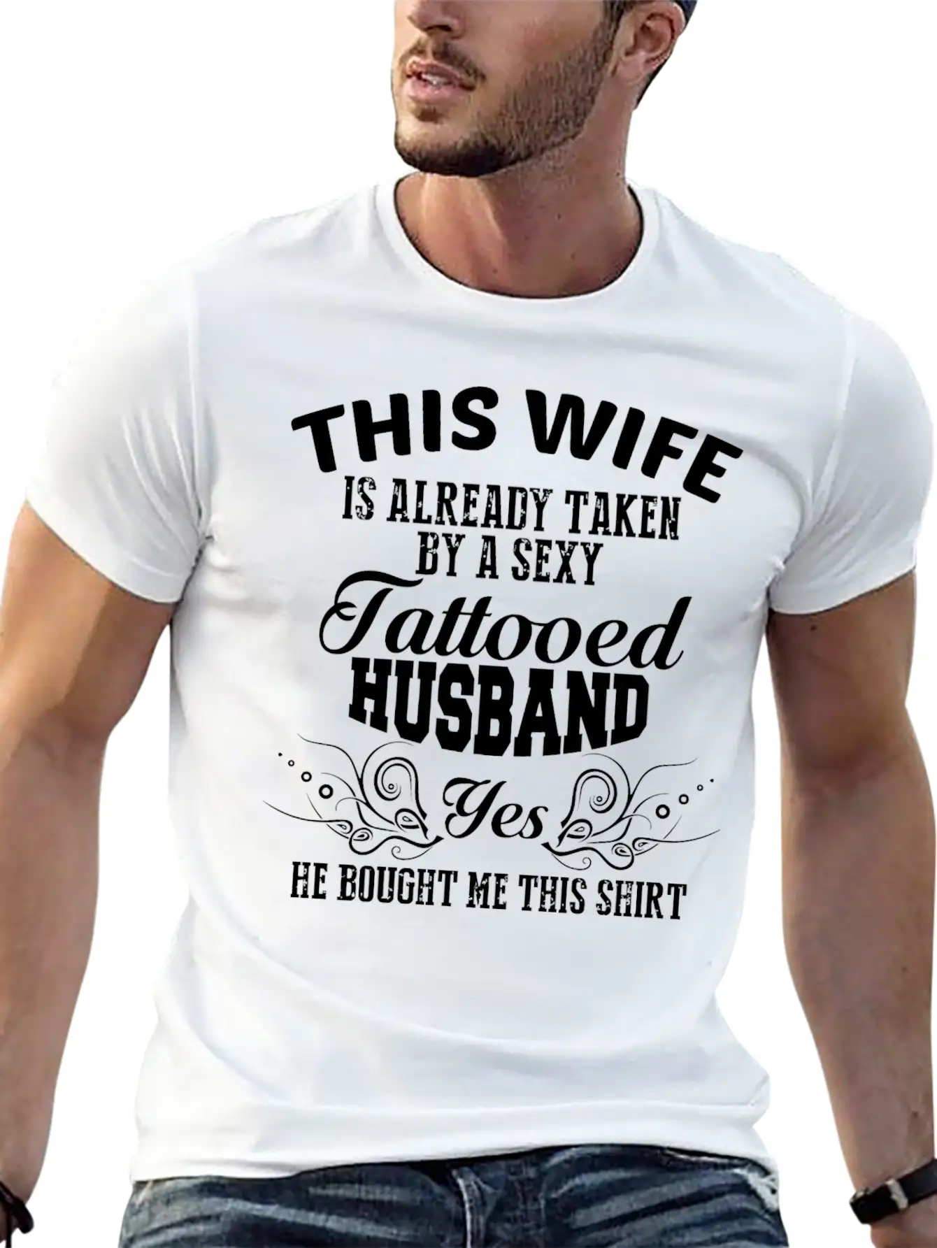 Tattooed Husband - Tattooed Husband T Shirt Lightweight Cotton T-Shirt – Daily Comfort Graphic Shirt