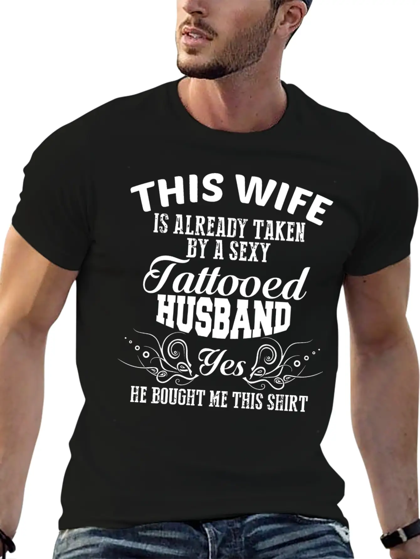 Tattooed Husband - Tattooed Husband T Shirt Lightweight Cotton T-Shirt – Daily Comfort Graphic Shirt