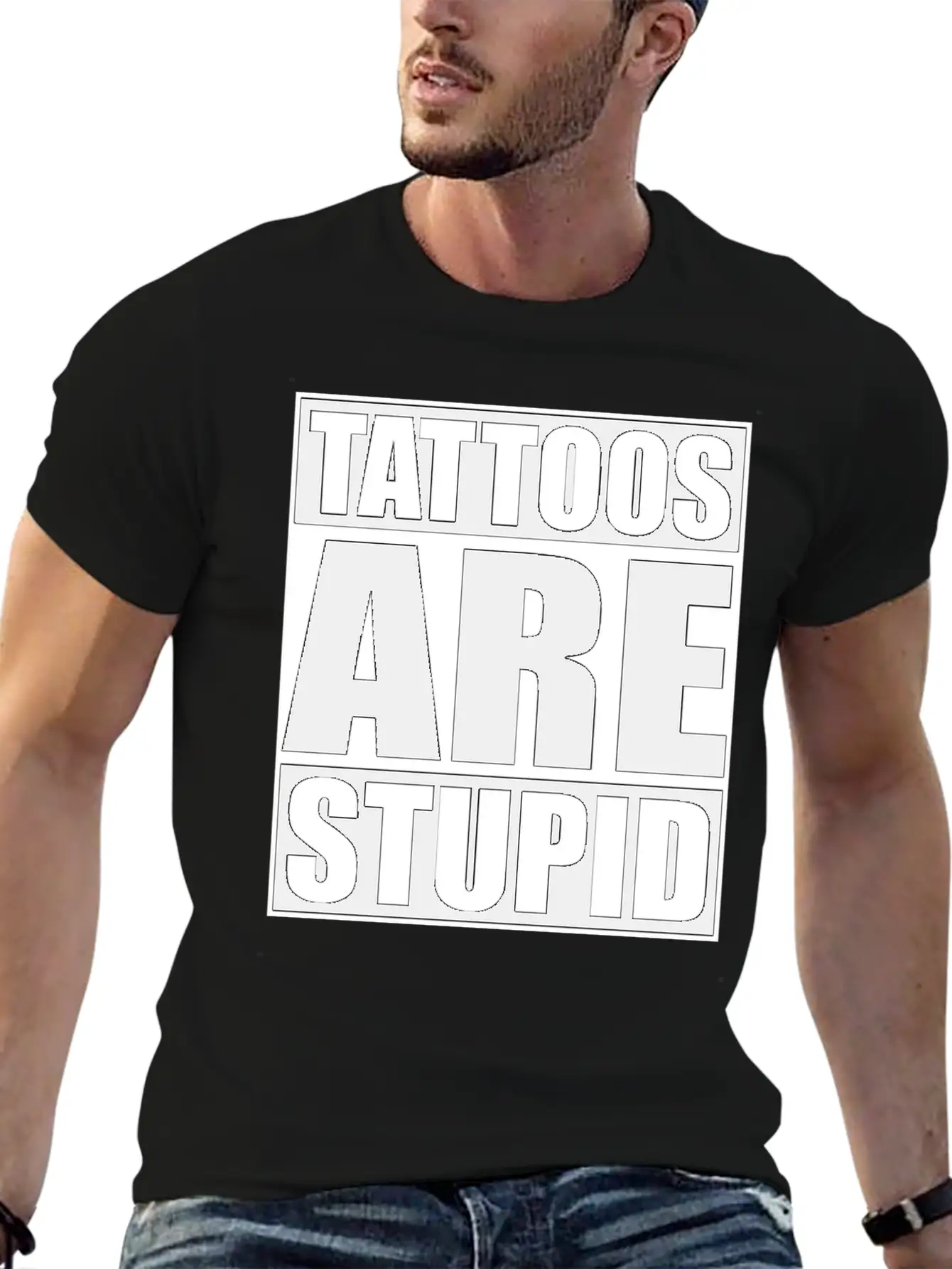 Tattoos Are Stupid Funny Anti Tattoo Lightweight Cotton T-Shirt – Daily Comfort Graphic Shirt