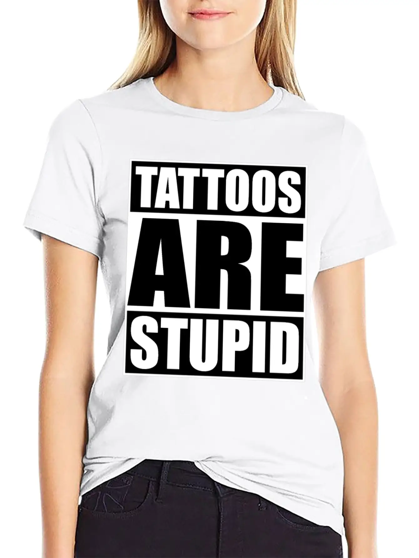 Tattoos Are Stupid Funny Anti Tattoo Lightweight Cotton T-Shirt – Daily Comfort Graphic Shirt