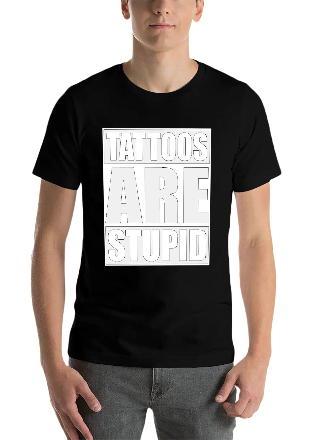 Tattoos Are Stupid Funny Anti Tattoo Lightweight Cotton T-Shirt – Daily Comfort Graphic Shirt