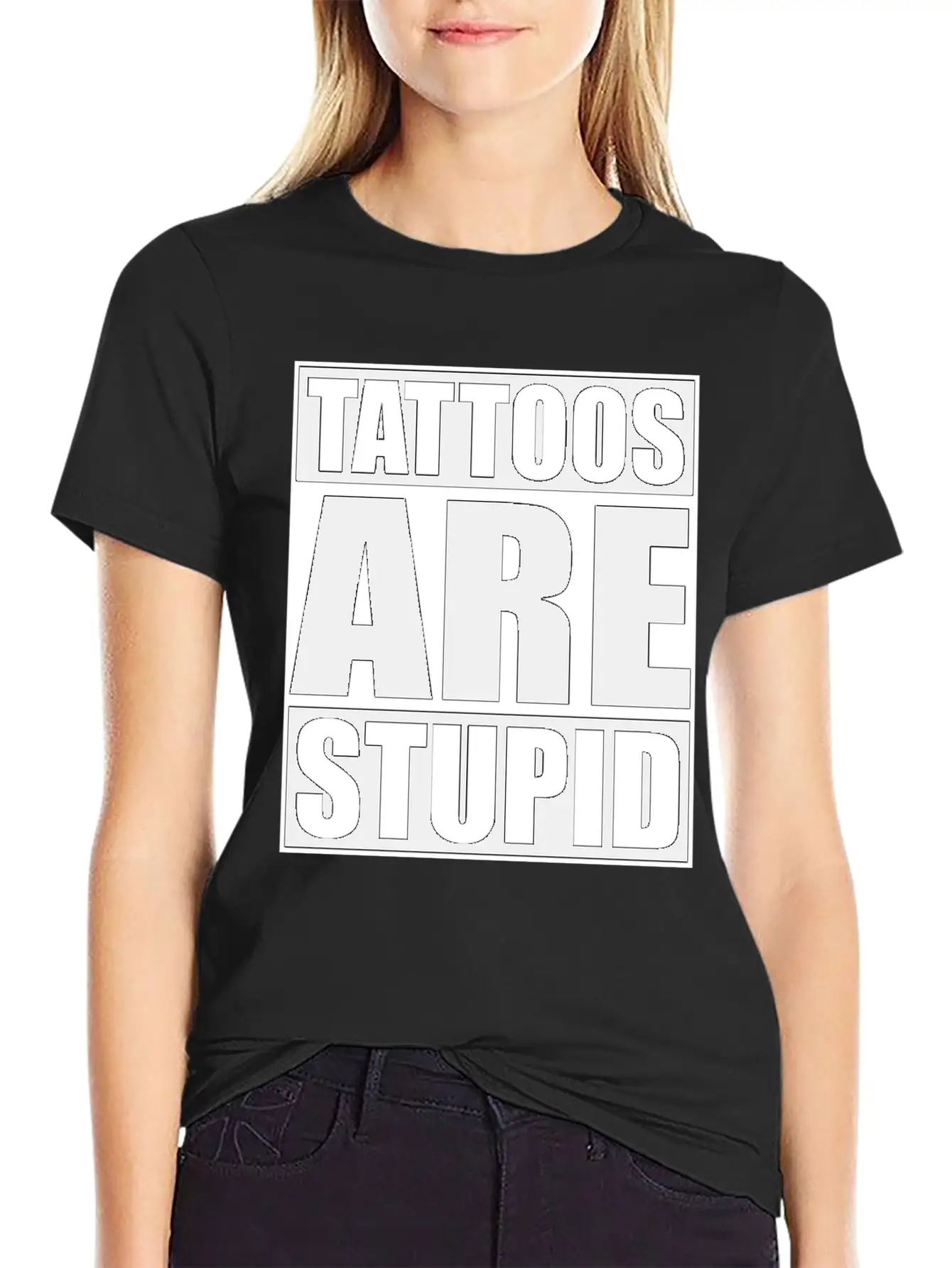 Tattoos Are Stupid Funny Anti Tattoo Lightweight Cotton T-Shirt – Daily Comfort Graphic Shirt
