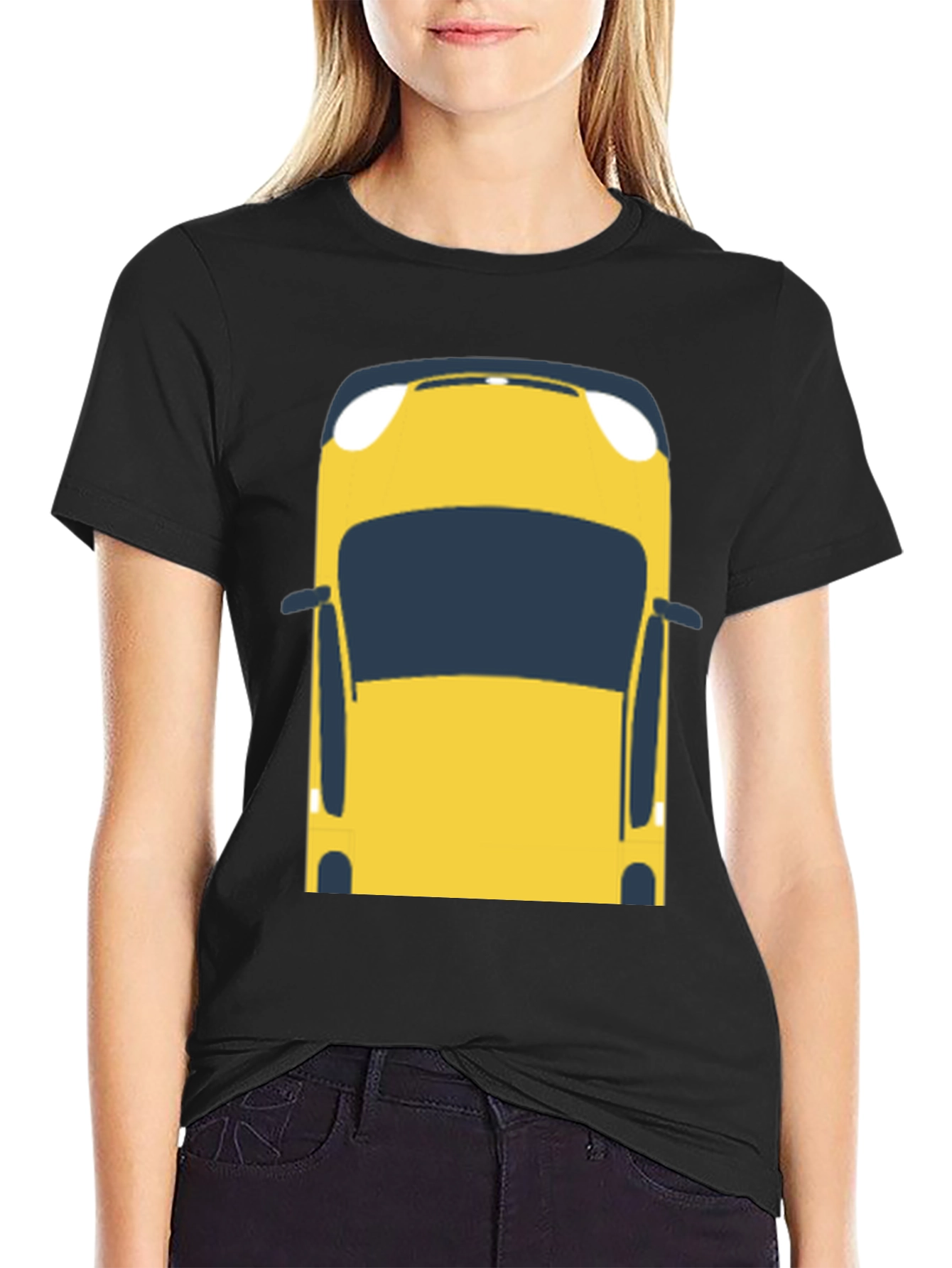Yellow Car Graphic T-Shirt - Mens Casual Tee