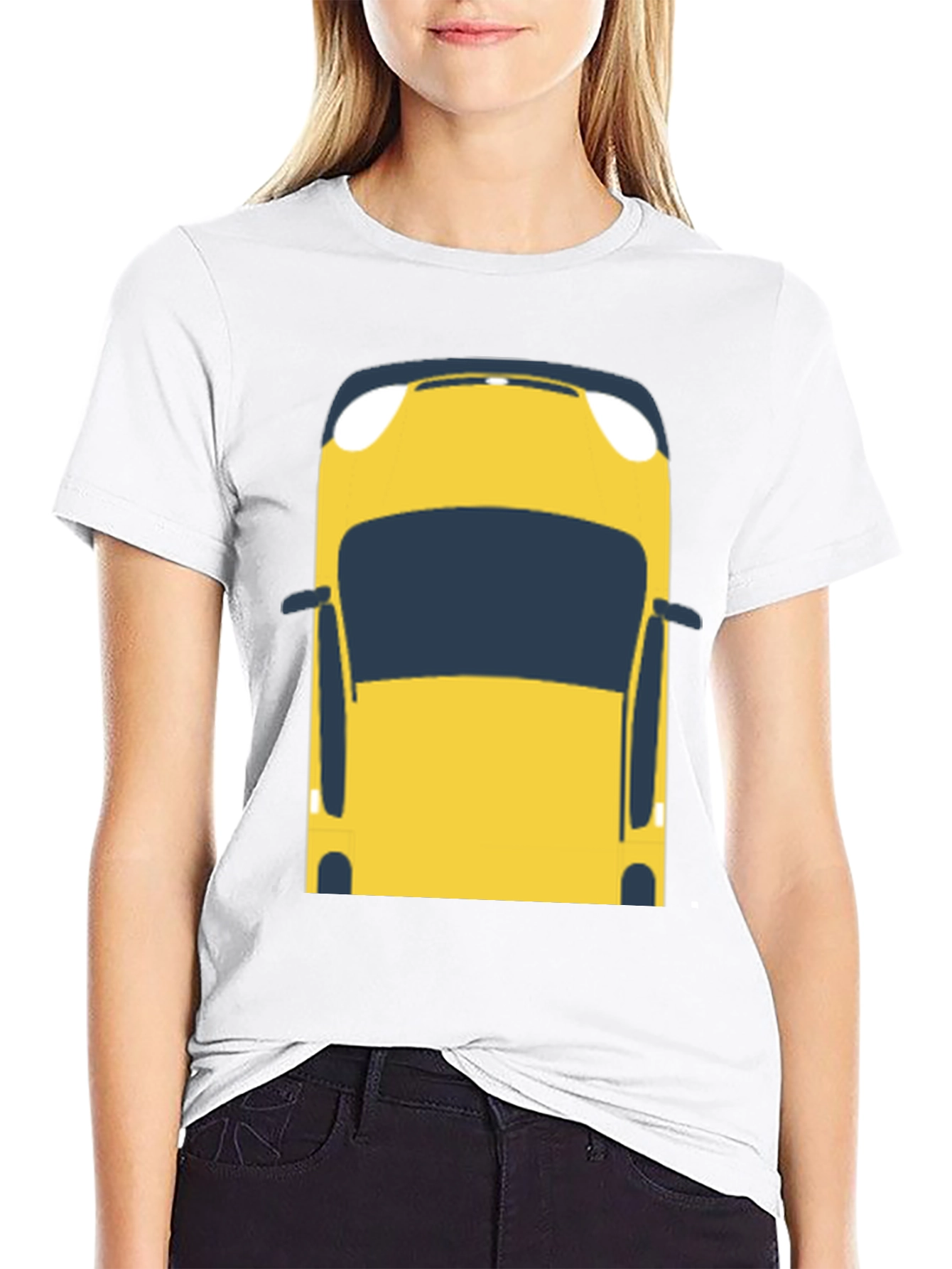 Yellow Car Graphic T-Shirt - Mens Casual Tee