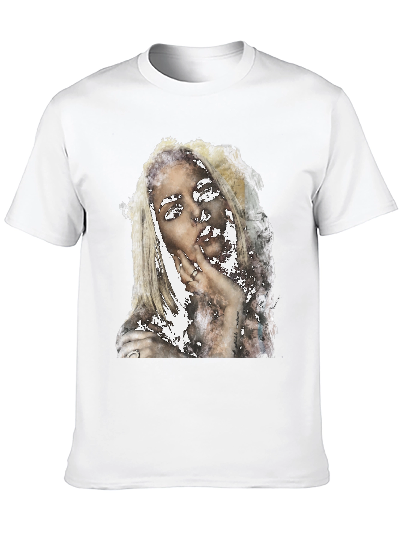 Abstract Woman Print Black Tee - Modern Casual Shirt