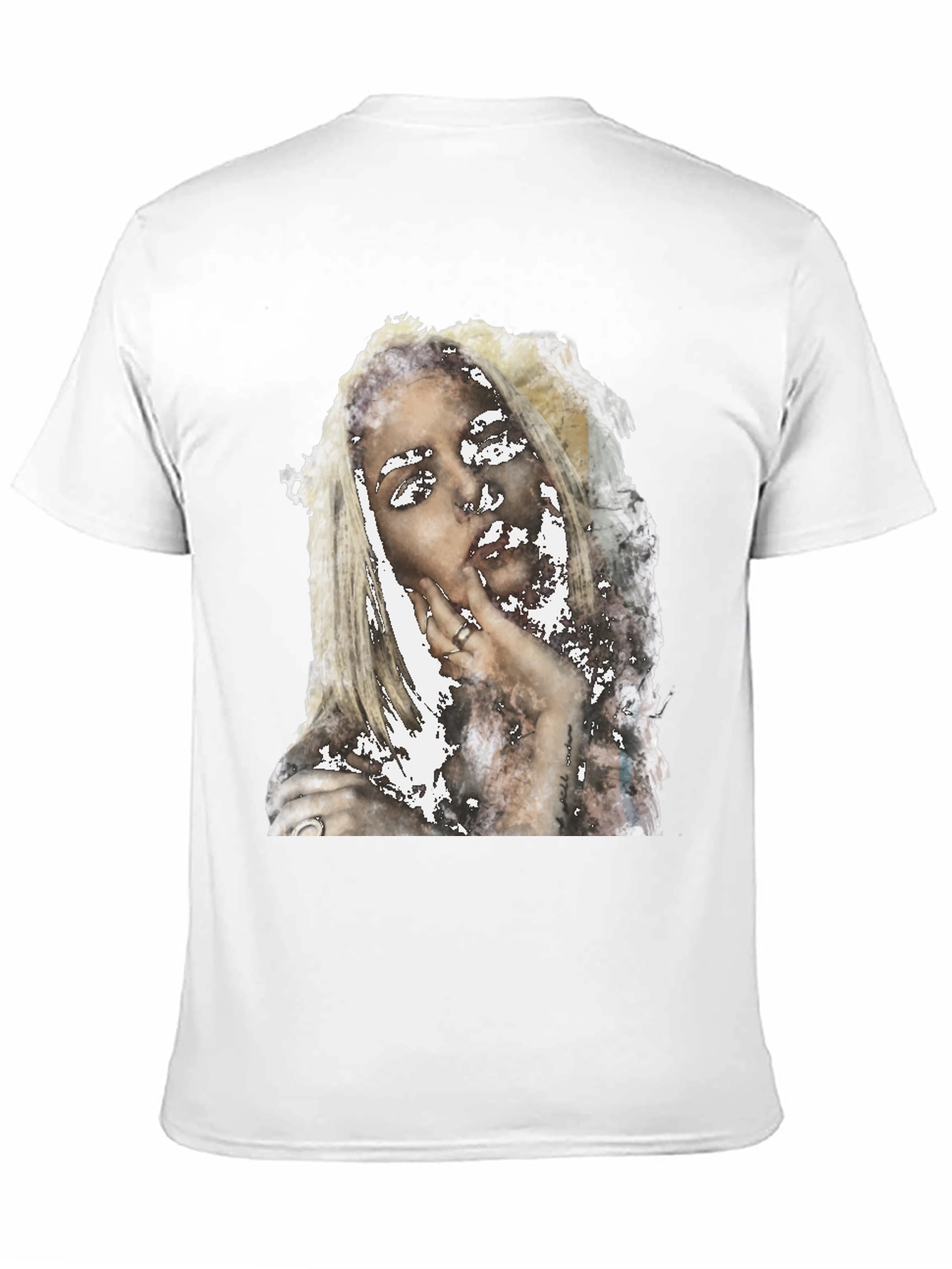 Abstract Woman Print Black Tee - Modern Casual Shirt