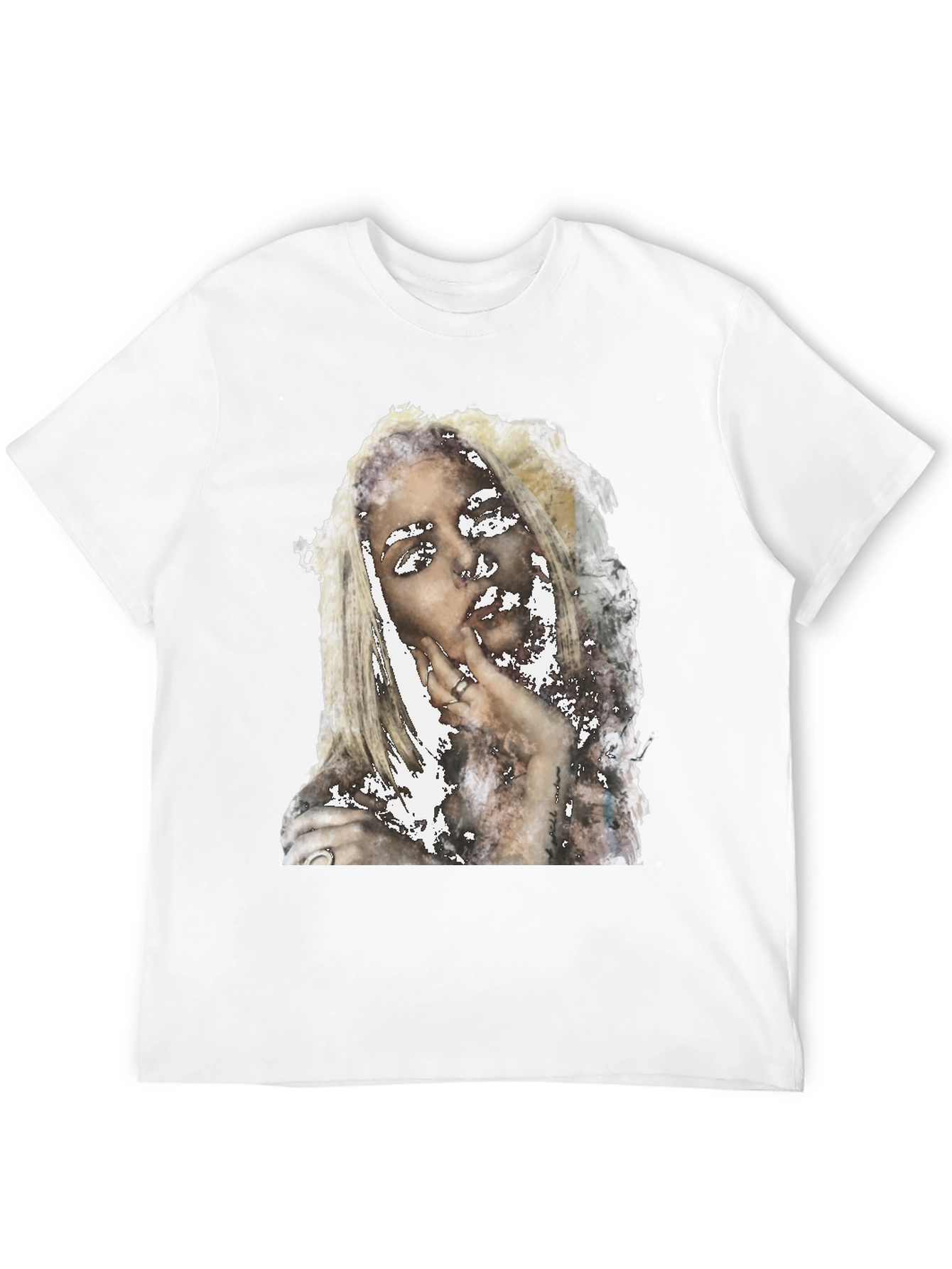 Abstract Woman Print Black Tee - Modern Casual Shirt