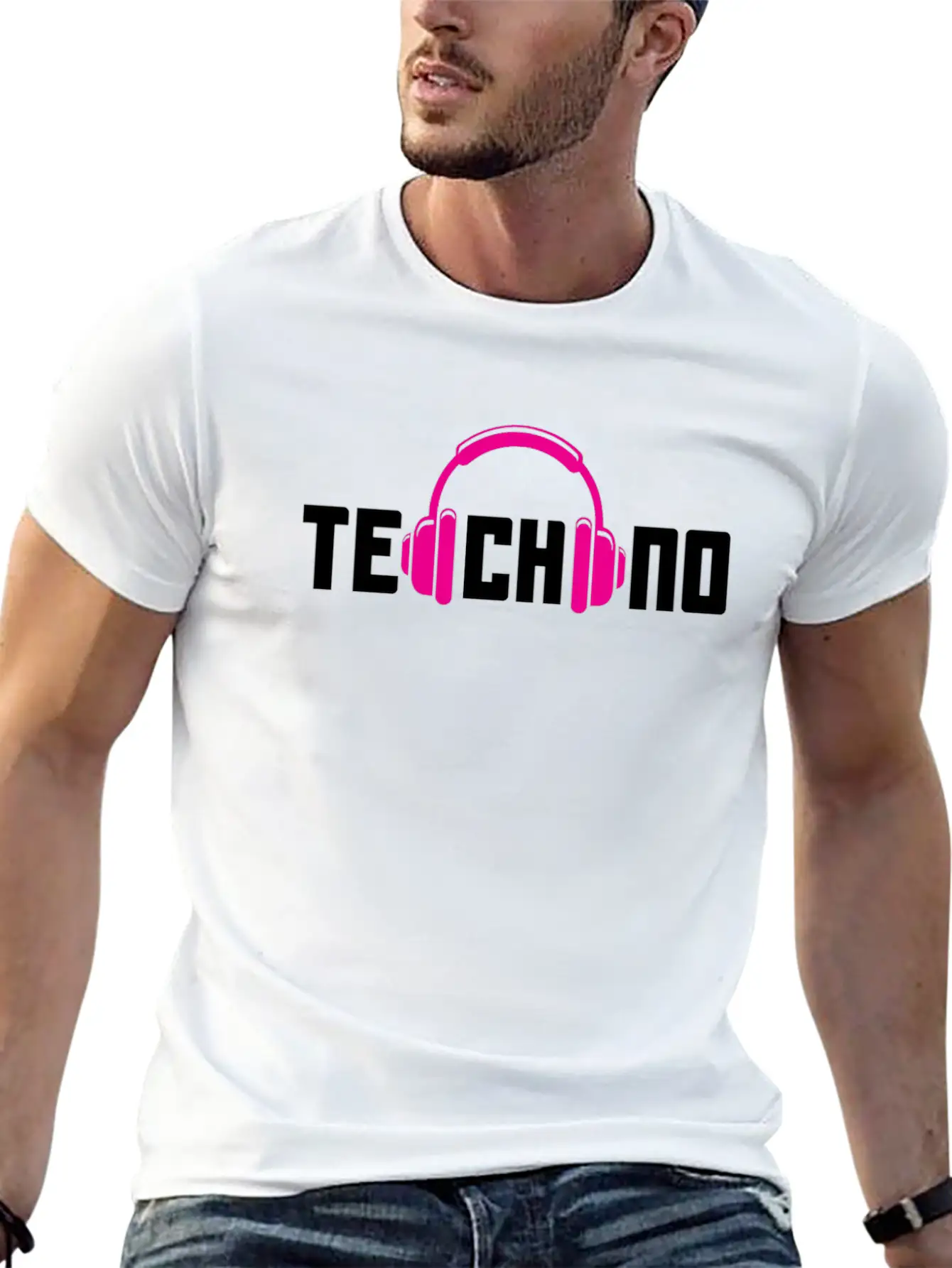 Techno Lover Headphones Vibe Design Basic Graphic T-Shirt – Daily Comfort In Soft Cotton