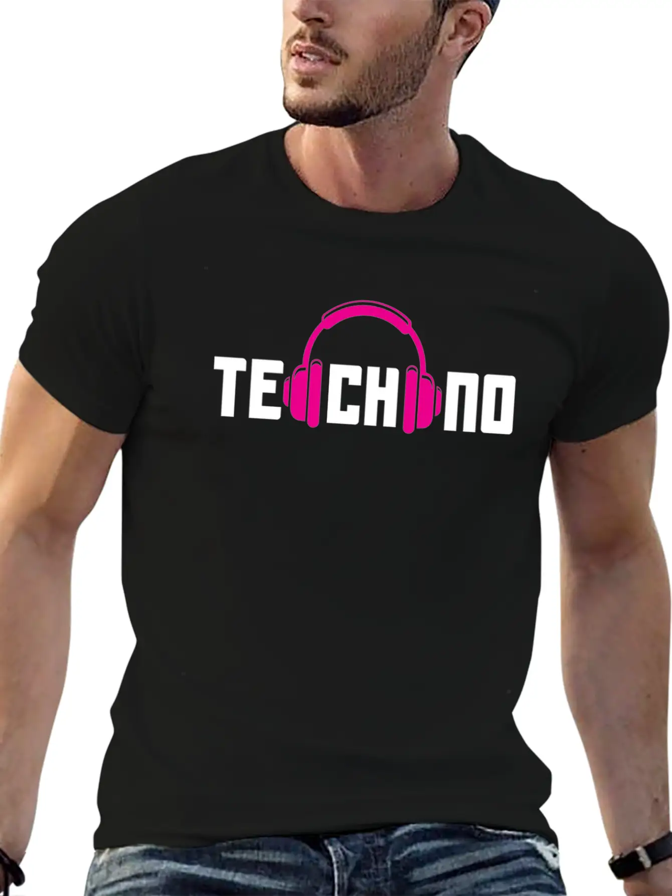 Techno Lover Headphones Vibe Design Basic Graphic T-Shirt – Daily Comfort In Soft Cotton