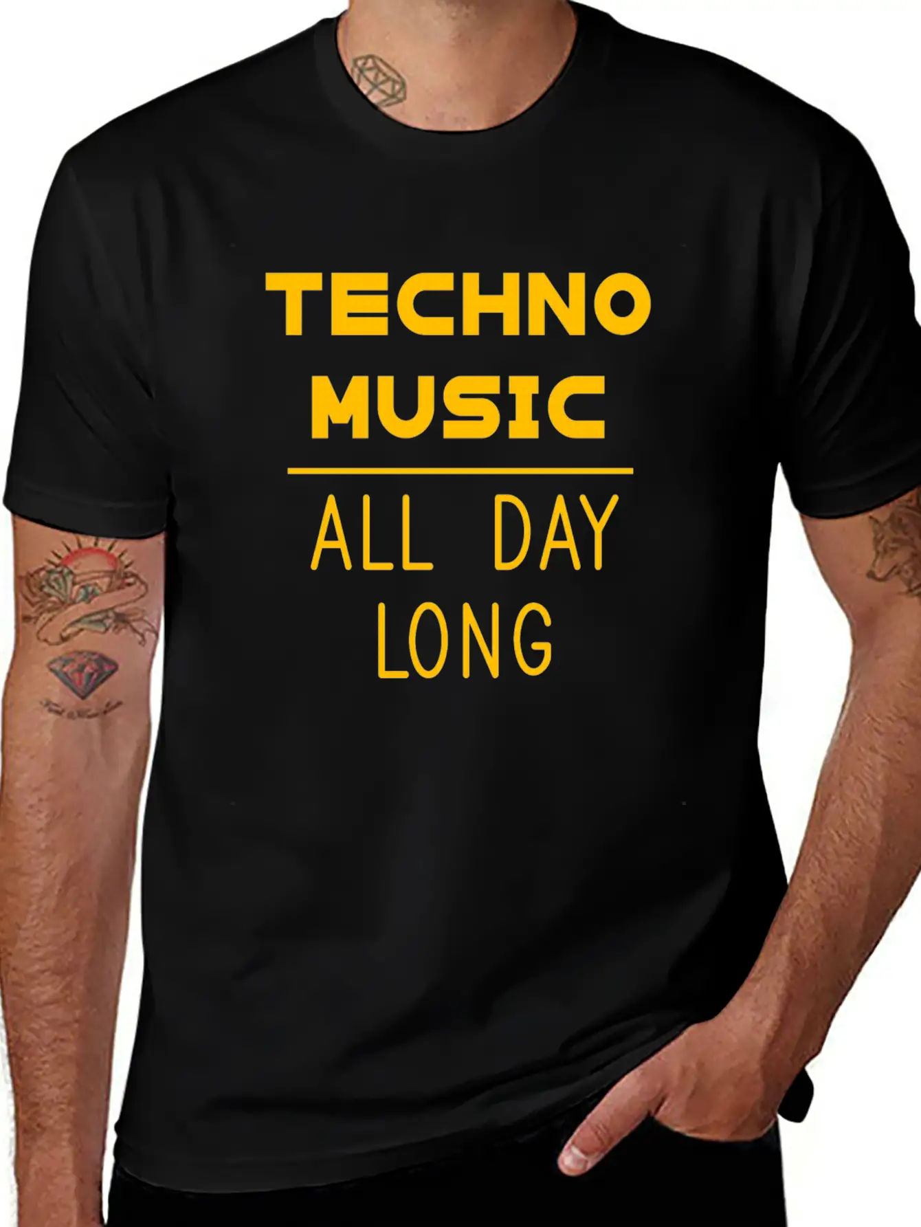 Techno Music All Day Long Electronic Dance Electro Unisex Casual T-Shirt – Clean Design For Daily Comfort