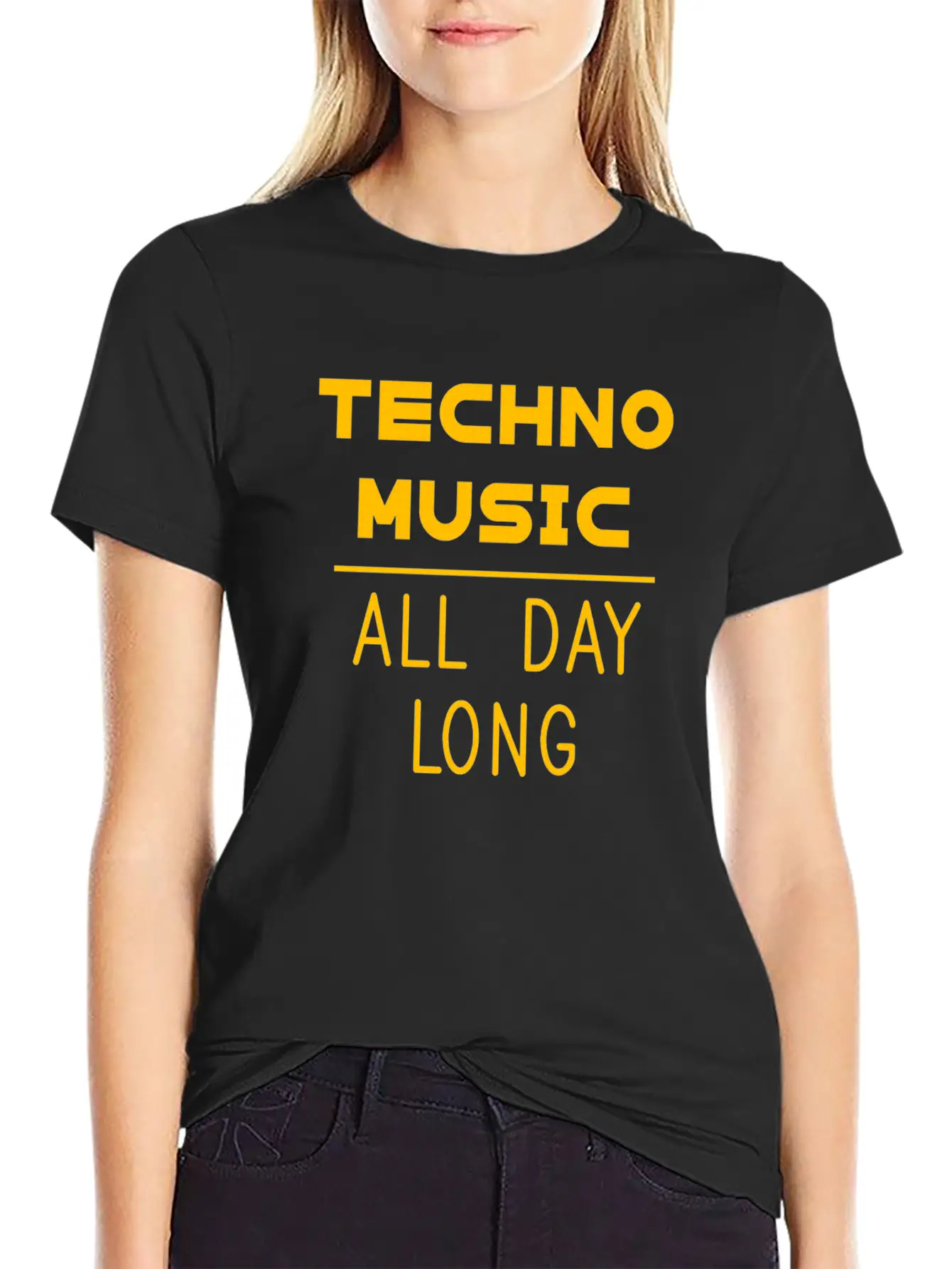 Techno Music All Day Long Electronic Dance Electro Unisex Casual T-Shirt – Clean Design For Daily Comfort