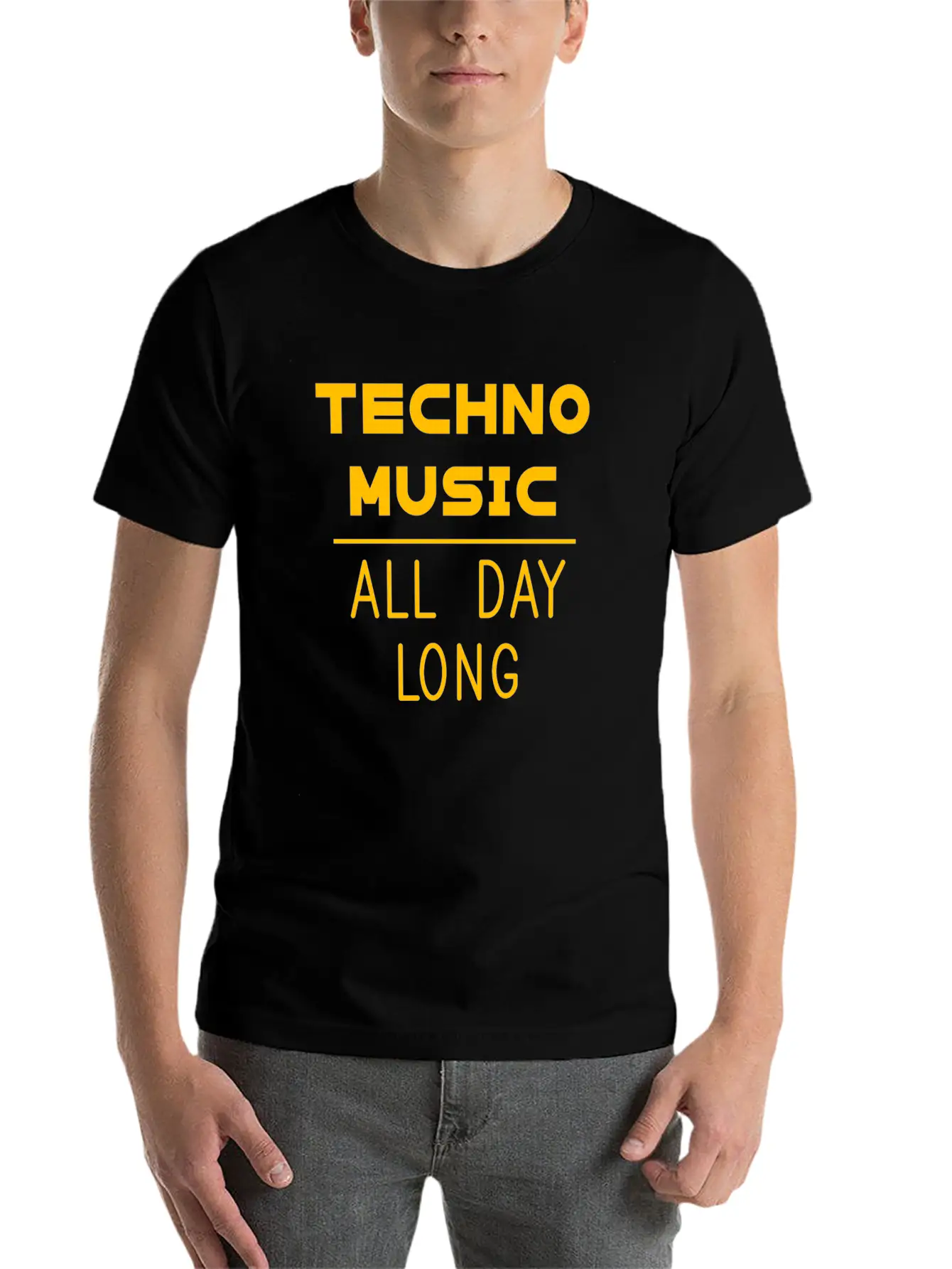 Techno Music All Day Long Electronic Dance Electro Unisex Casual T-Shirt – Clean Design For Daily Comfort