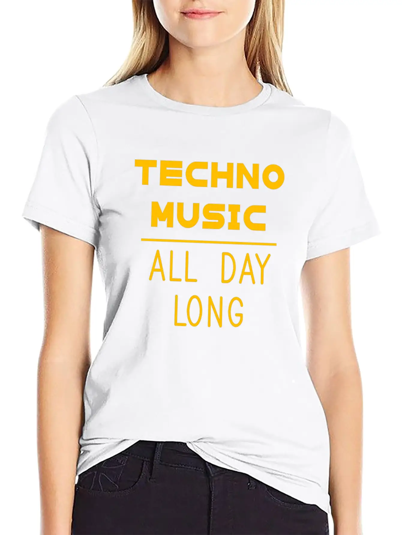 Techno Music All Day Long Electronic Dance Electro Unisex Casual T-Shirt – Clean Design For Daily Comfort