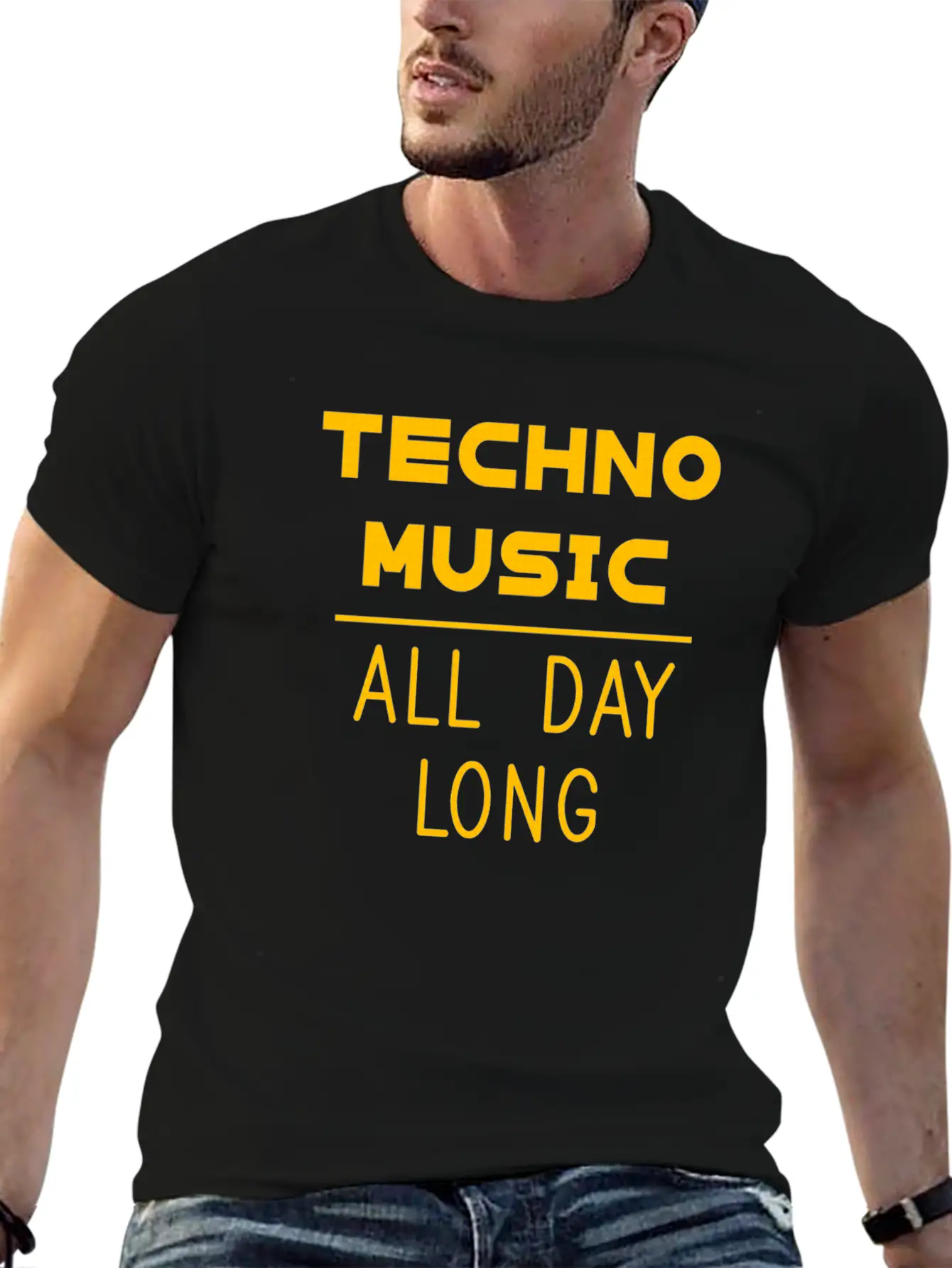 Techno Music All Day Long Electronic Dance Electro Unisex Casual T-Shirt – Clean Design For Daily Comfort