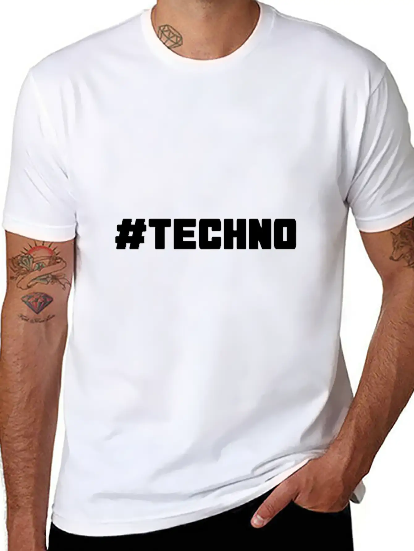 Techno - Music - # Techno # Basic Graphic T-Shirt – Daily Comfort In Soft Cotton