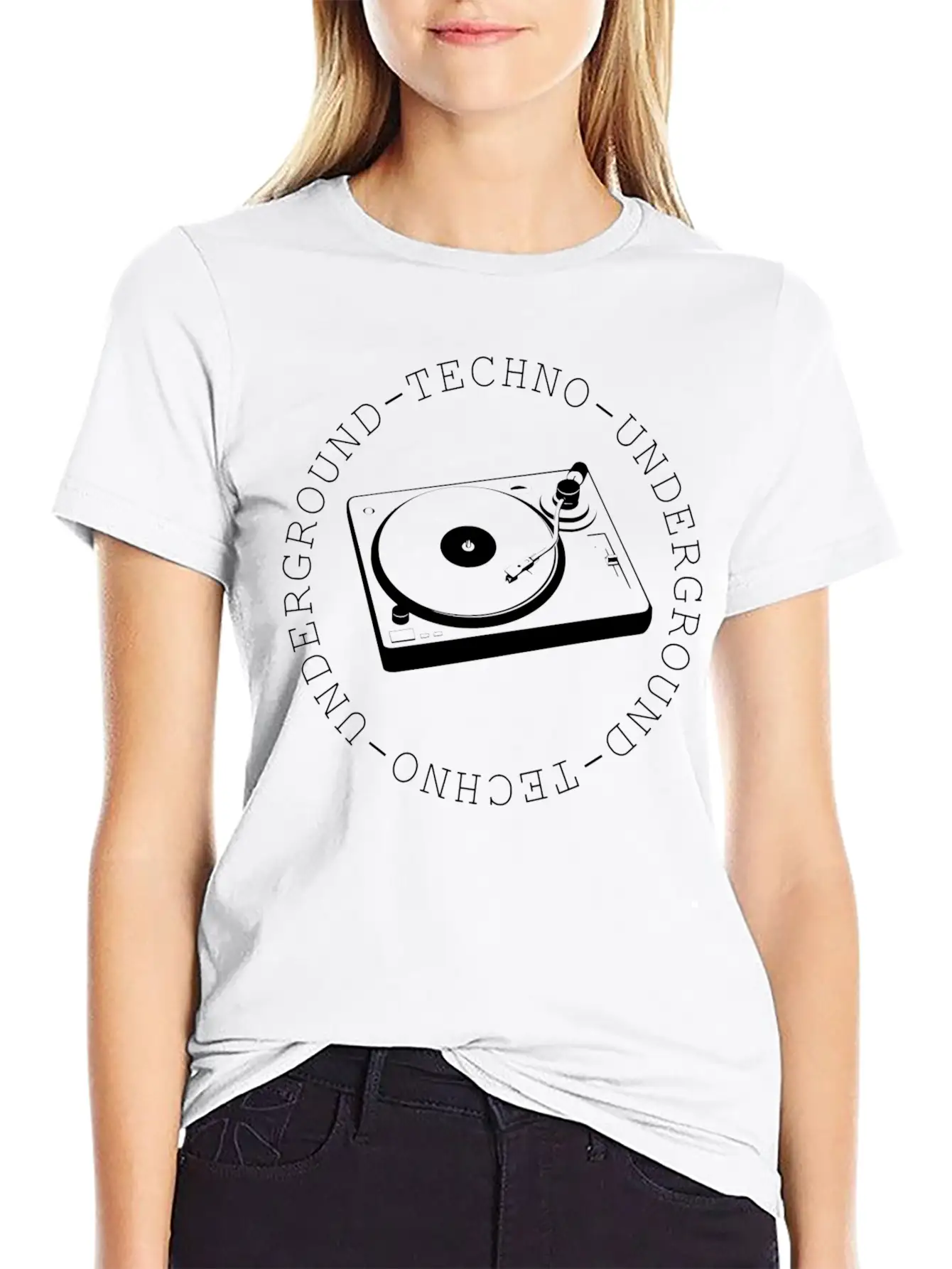 Techno - Techno Music - Turntable - Vinyl Lightweight Cotton T-Shirt – Daily Comfort Graphic Shirt