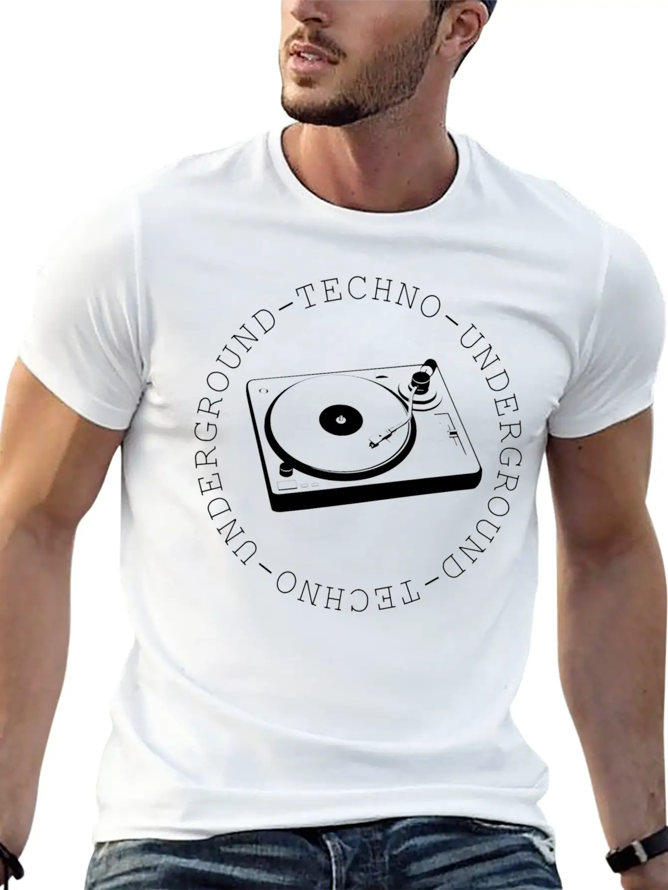 Techno - Techno Music - Turntable - Vinyl Lightweight Cotton T-Shirt – Daily Comfort Graphic Shirt