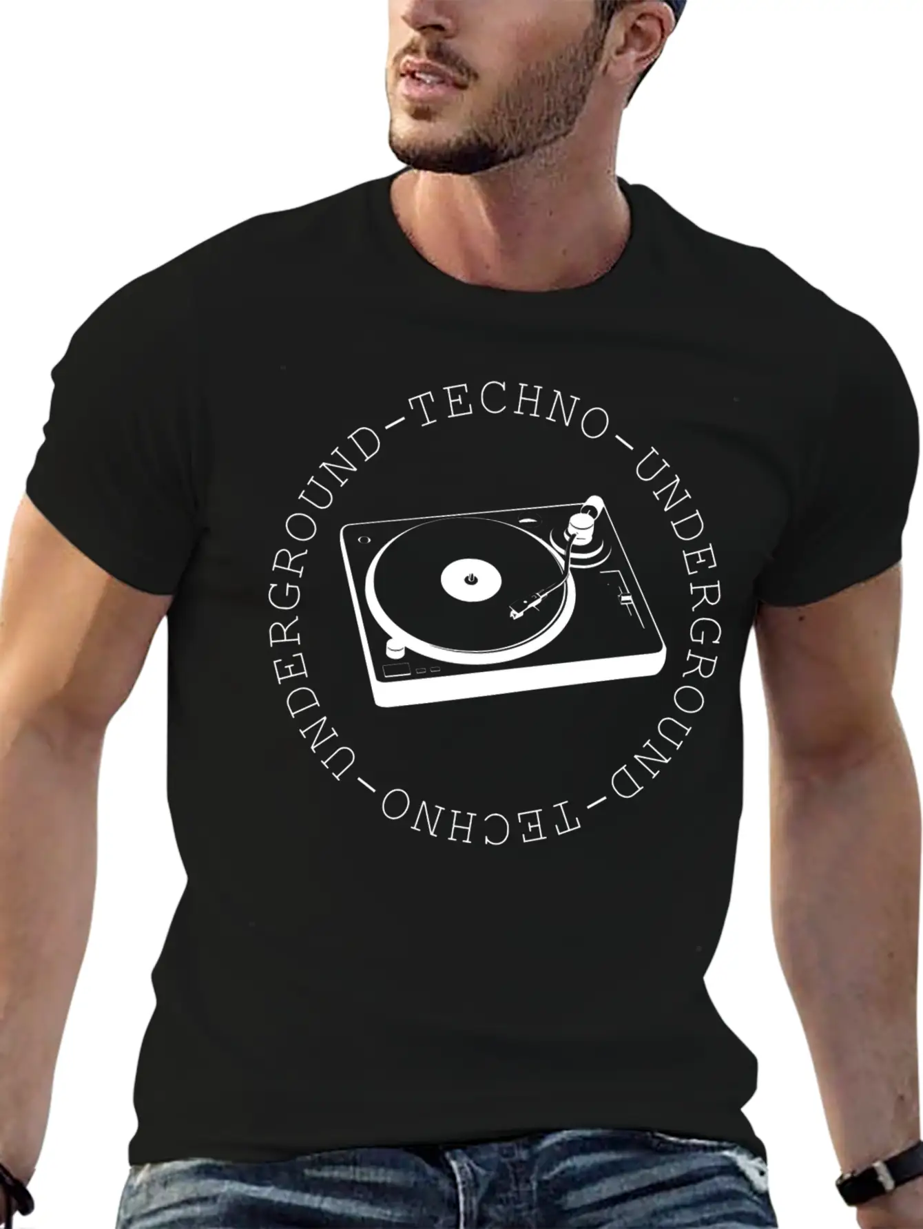 Techno - Techno Music - Turntable - Vinyl Lightweight Cotton T-Shirt – Daily Comfort Graphic Shirt