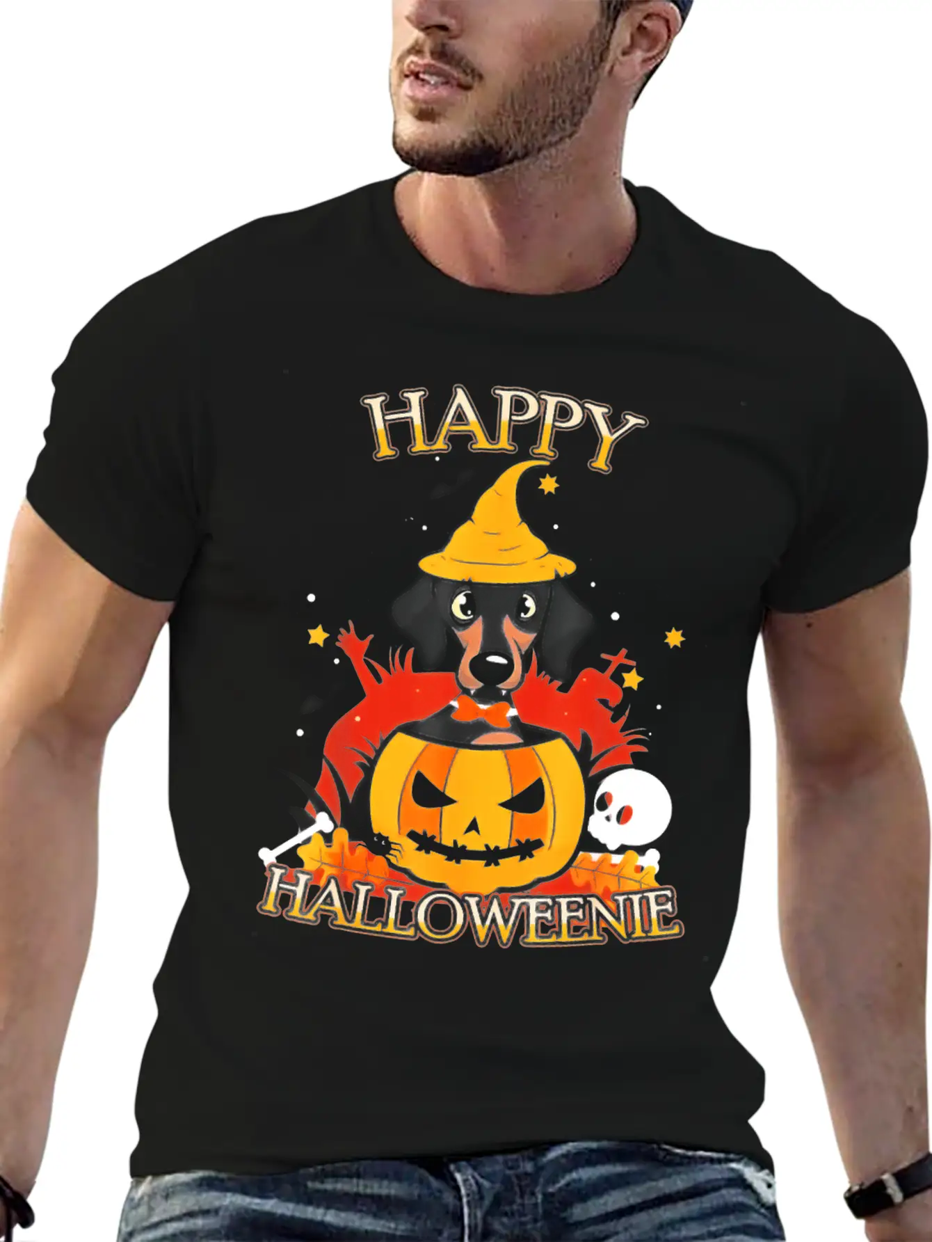 Teckel Halloween Shirt Halloweenie Costume Drôle Modern Fit Casual T-Shirt – Clean And Versatile Design