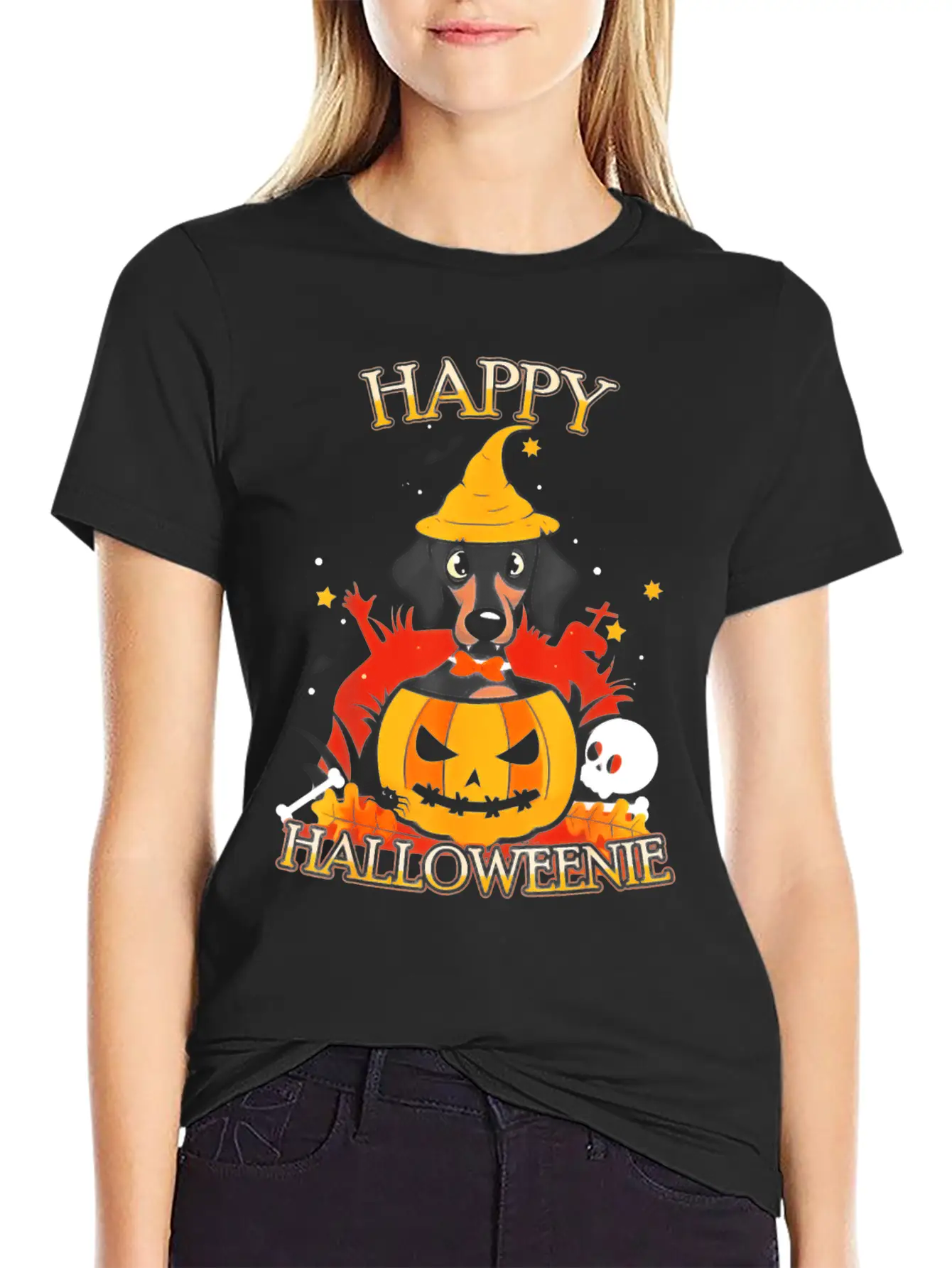 Teckel Halloween Shirt Halloweenie Costume Drôle Modern Fit Casual T-Shirt – Clean And Versatile Design