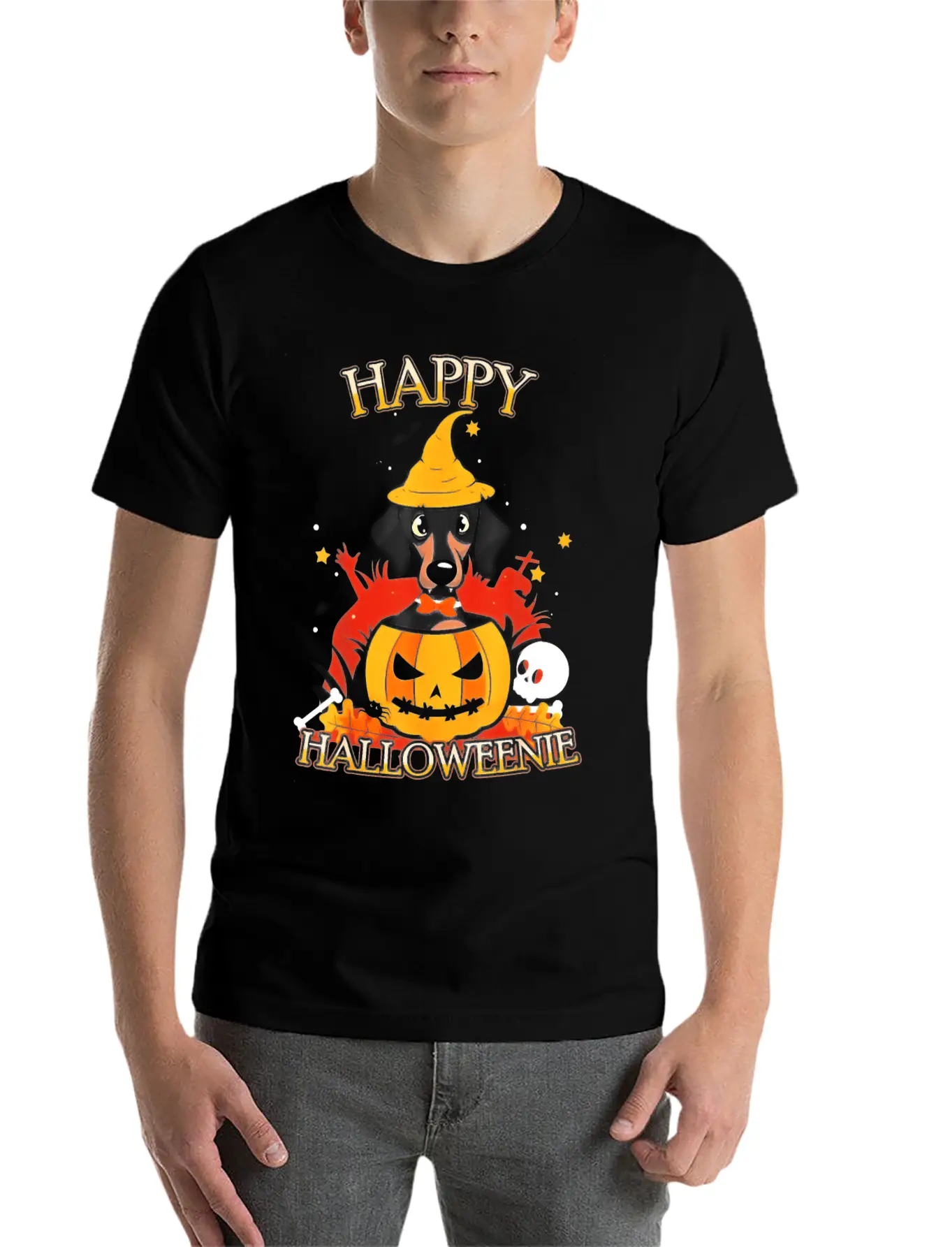 Teckel Halloween Shirt Halloweenie Costume Drôle Modern Fit Casual T-Shirt – Clean And Versatile Design
