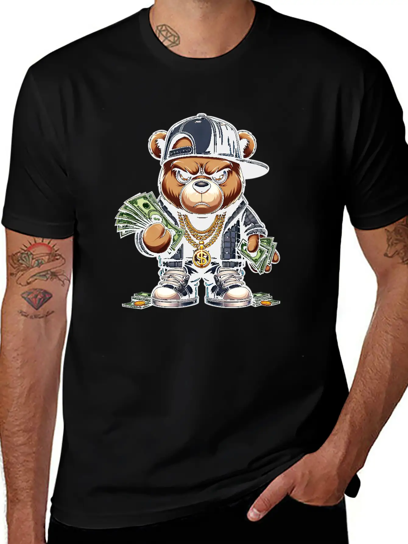 Teddy Bear With Money Relaxed Everyday Tee – Lightweight And Durable Cotton