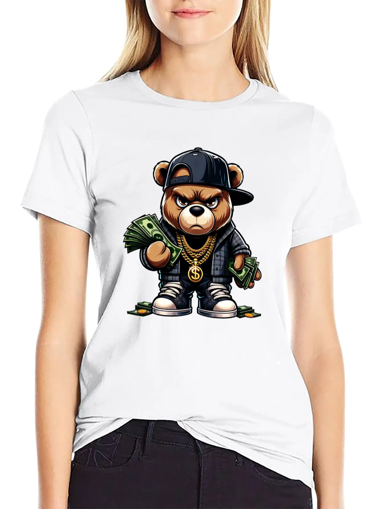 Teddy Bear With Money Relaxed Everyday Tee – Lightweight And Durable Cotton