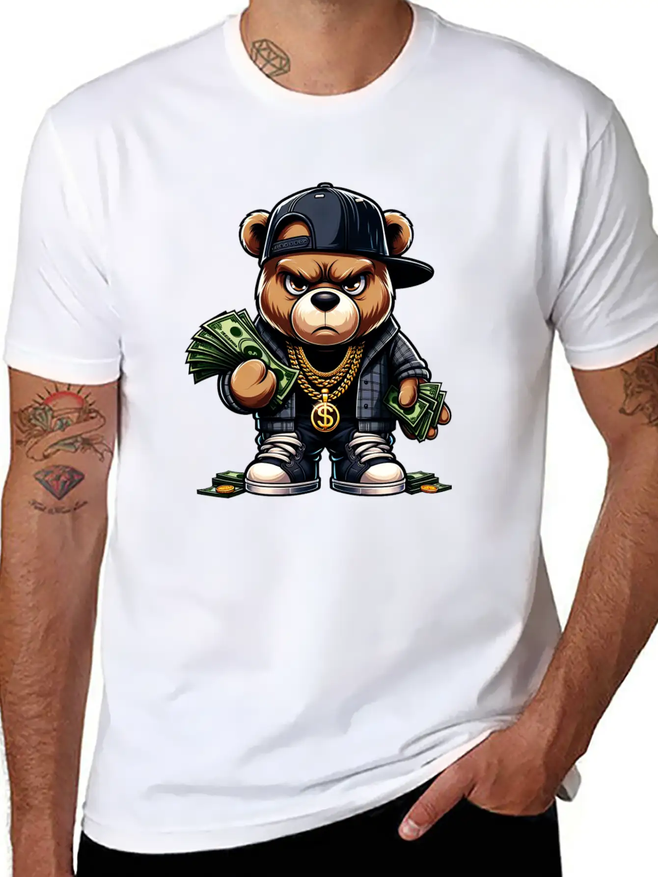 Teddy Bear With Money Relaxed Everyday Tee – Lightweight And Durable Cotton