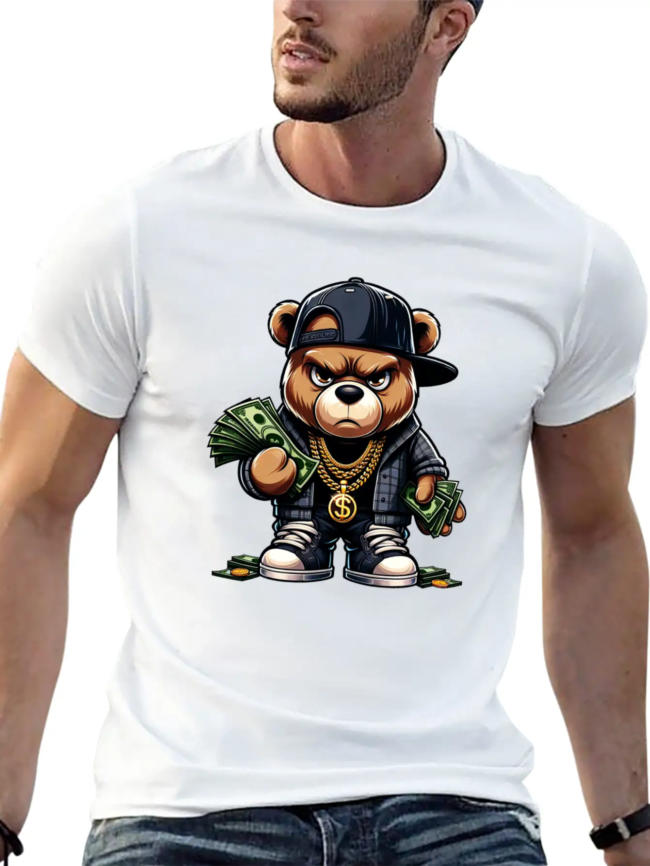 Teddy Bear With Money Relaxed Everyday Tee – Lightweight And Durable Cotton