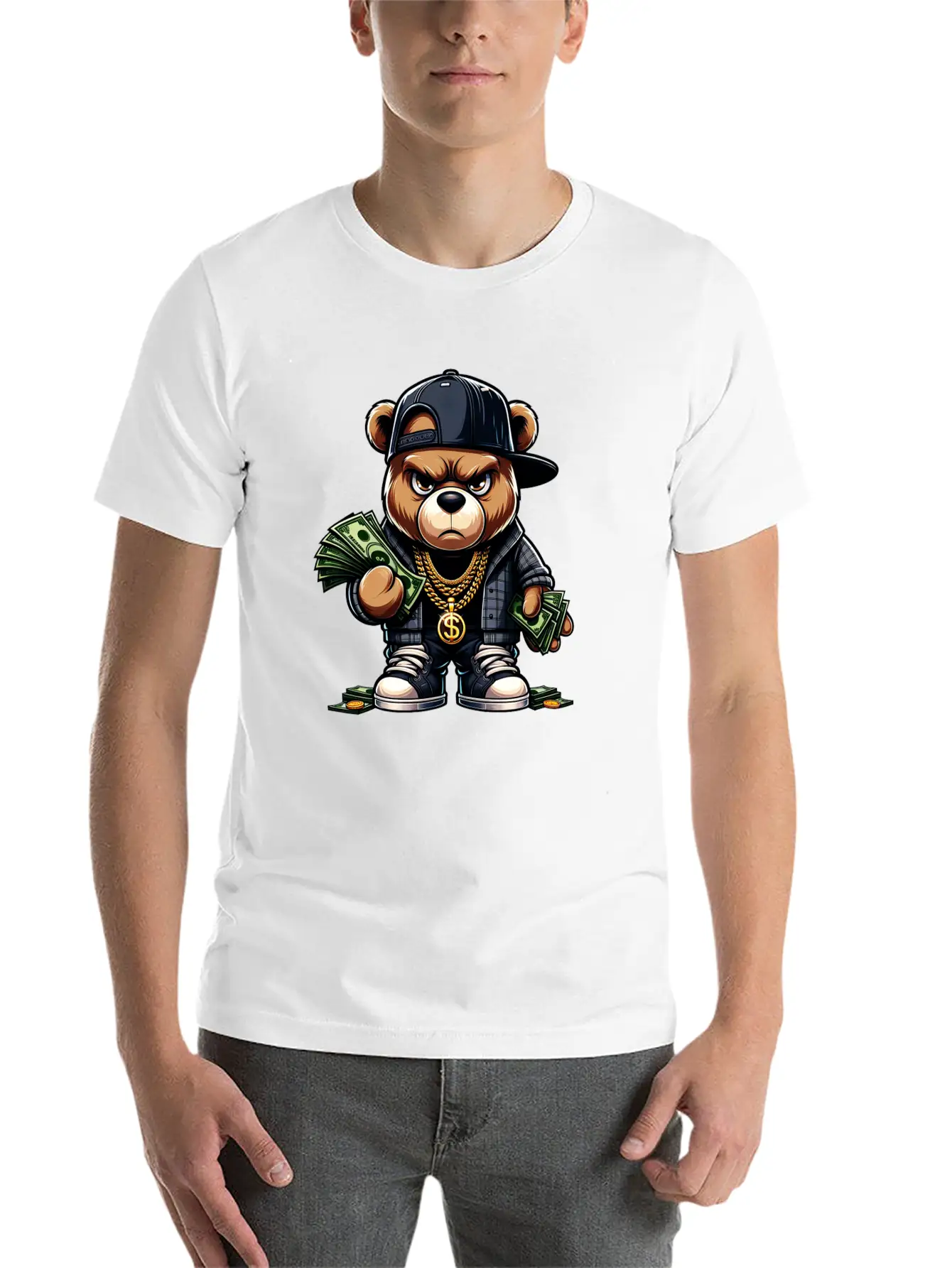 Teddy Bear With Money Relaxed Everyday Tee – Lightweight And Durable Cotton