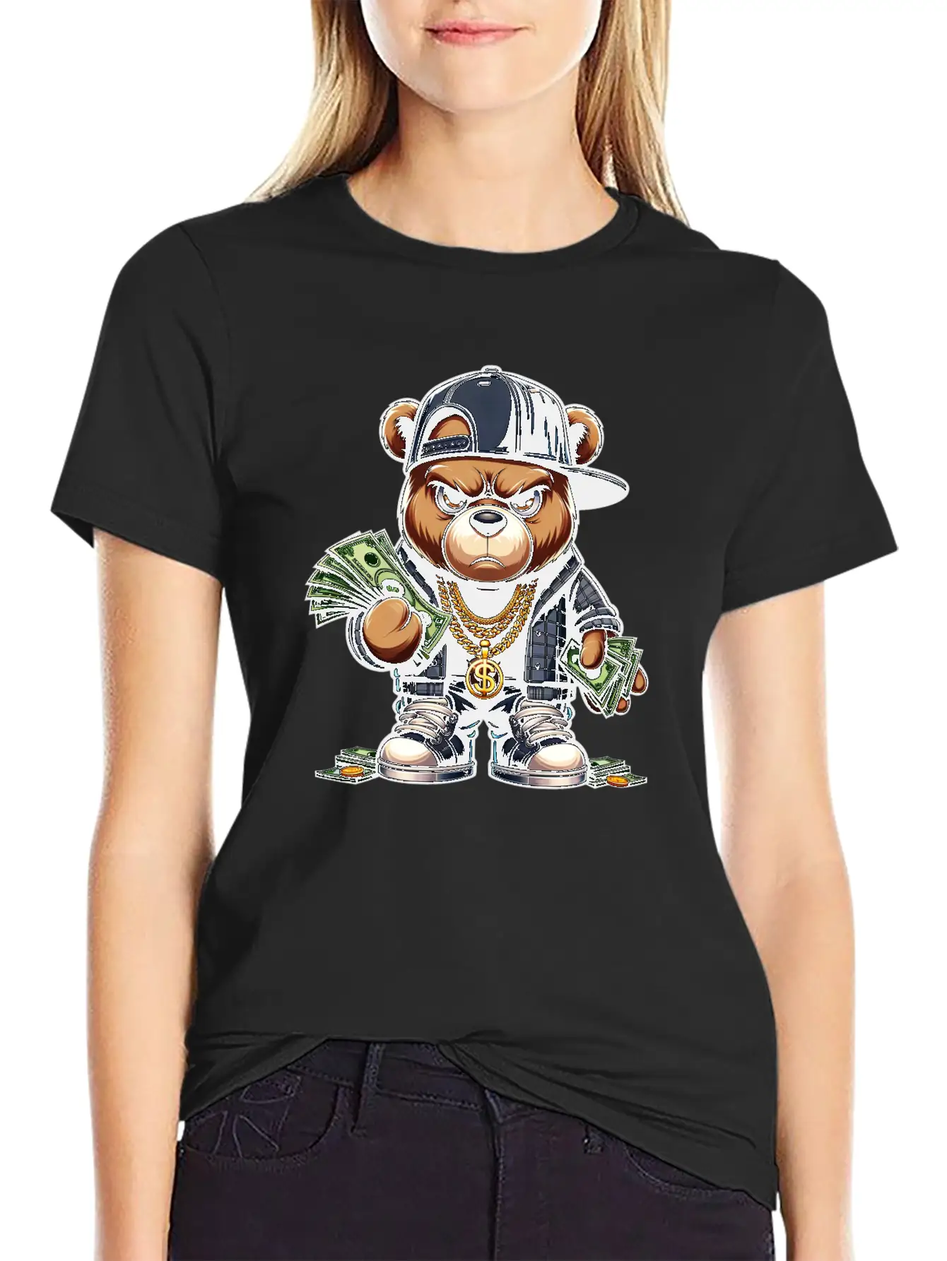 Teddy Bear With Money Relaxed Everyday Tee – Lightweight And Durable Cotton