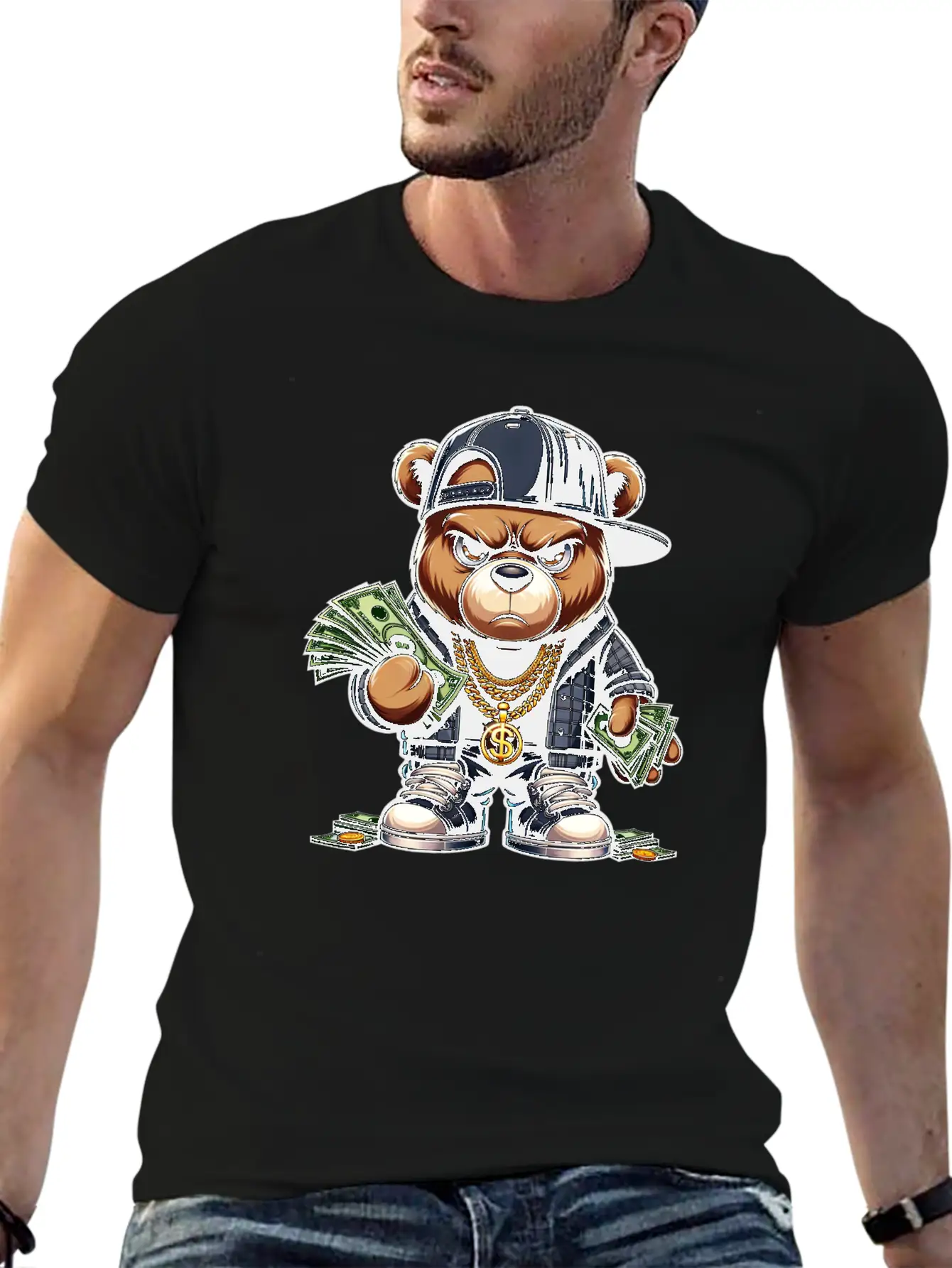 Teddy Bear With Money Relaxed Everyday Tee – Lightweight And Durable Cotton