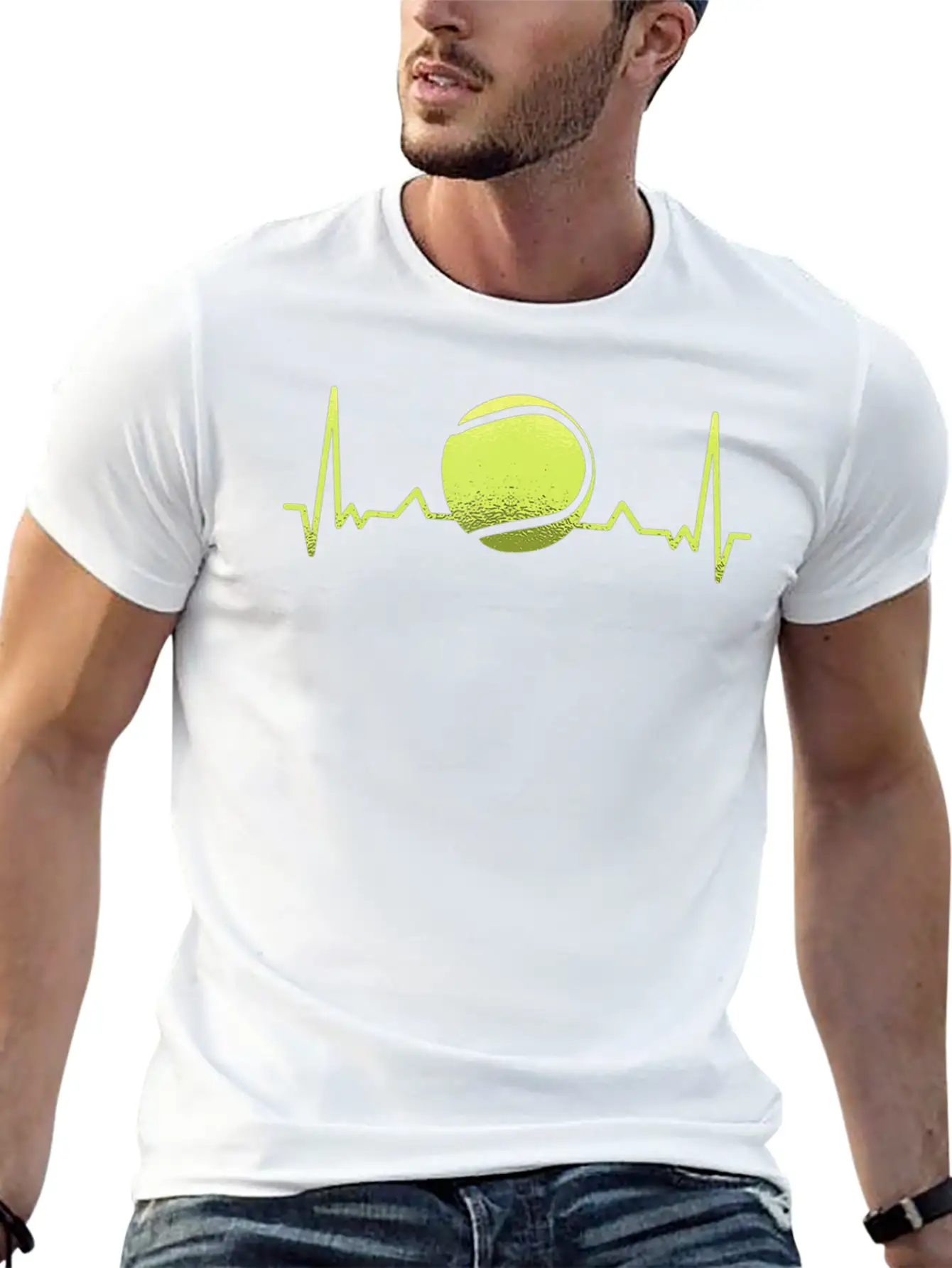 Tennis Heartbeat ECG Tennis Player Tennis Trainer Unisex Casual T-Shirt – Clean Design For Daily Comfort