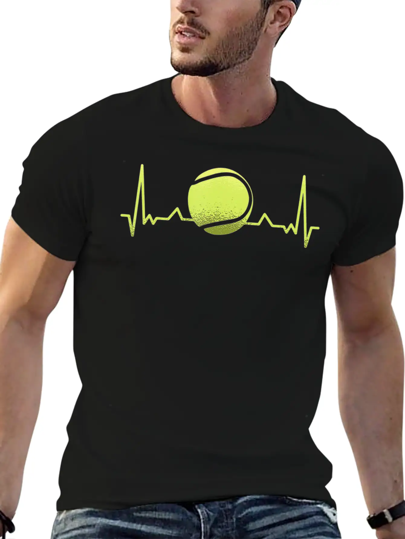 Tennis Heartbeat ECG Tennis Player Tennis Trainer Unisex Casual T-Shirt – Clean Design For Daily Comfort