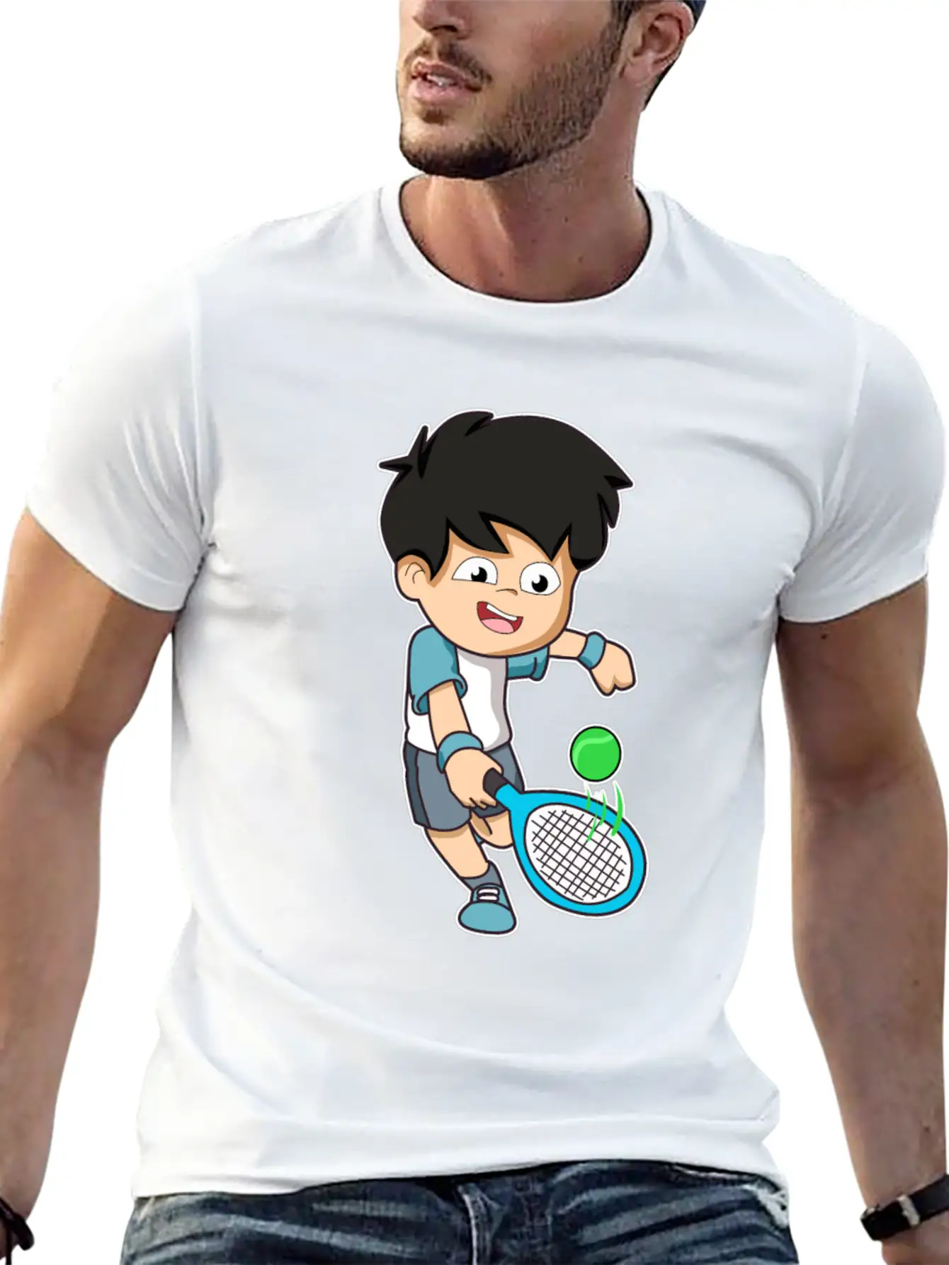 Tennis Player Fun Ball Racket Gift Idea Modern Fit Casual T-Shirt – Clean And Versatile Design