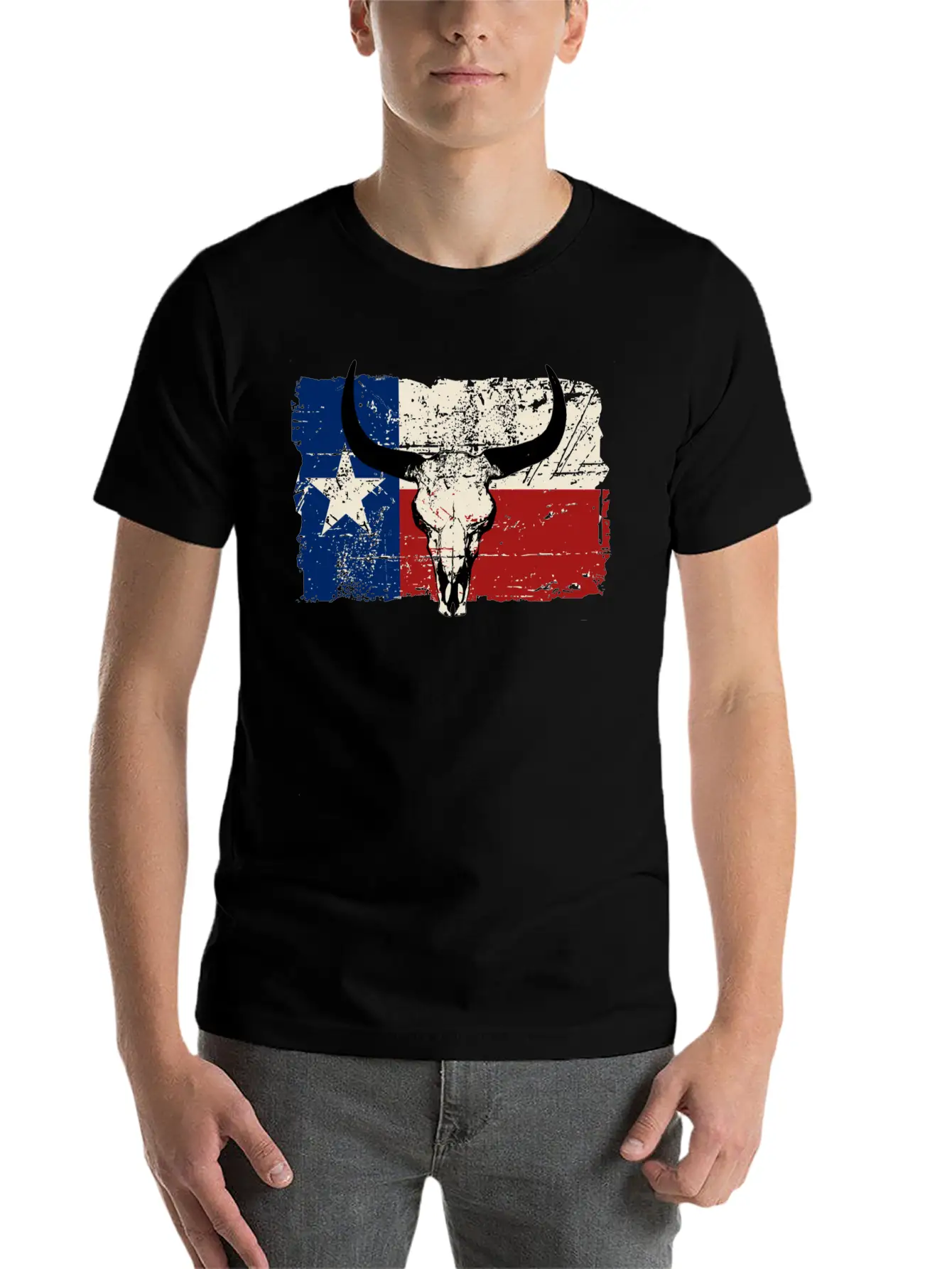Texas Bull Flag - Vintage Look Lightweight Cotton T-Shirt – Daily Comfort Graphic Shirt