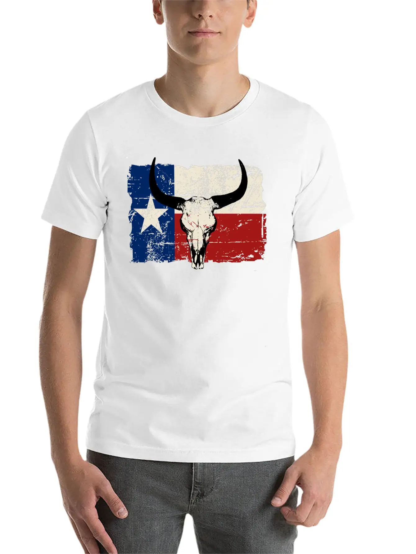 Texas Bull Flag - Vintage Look Lightweight Cotton T-Shirt – Daily Comfort Graphic Shirt