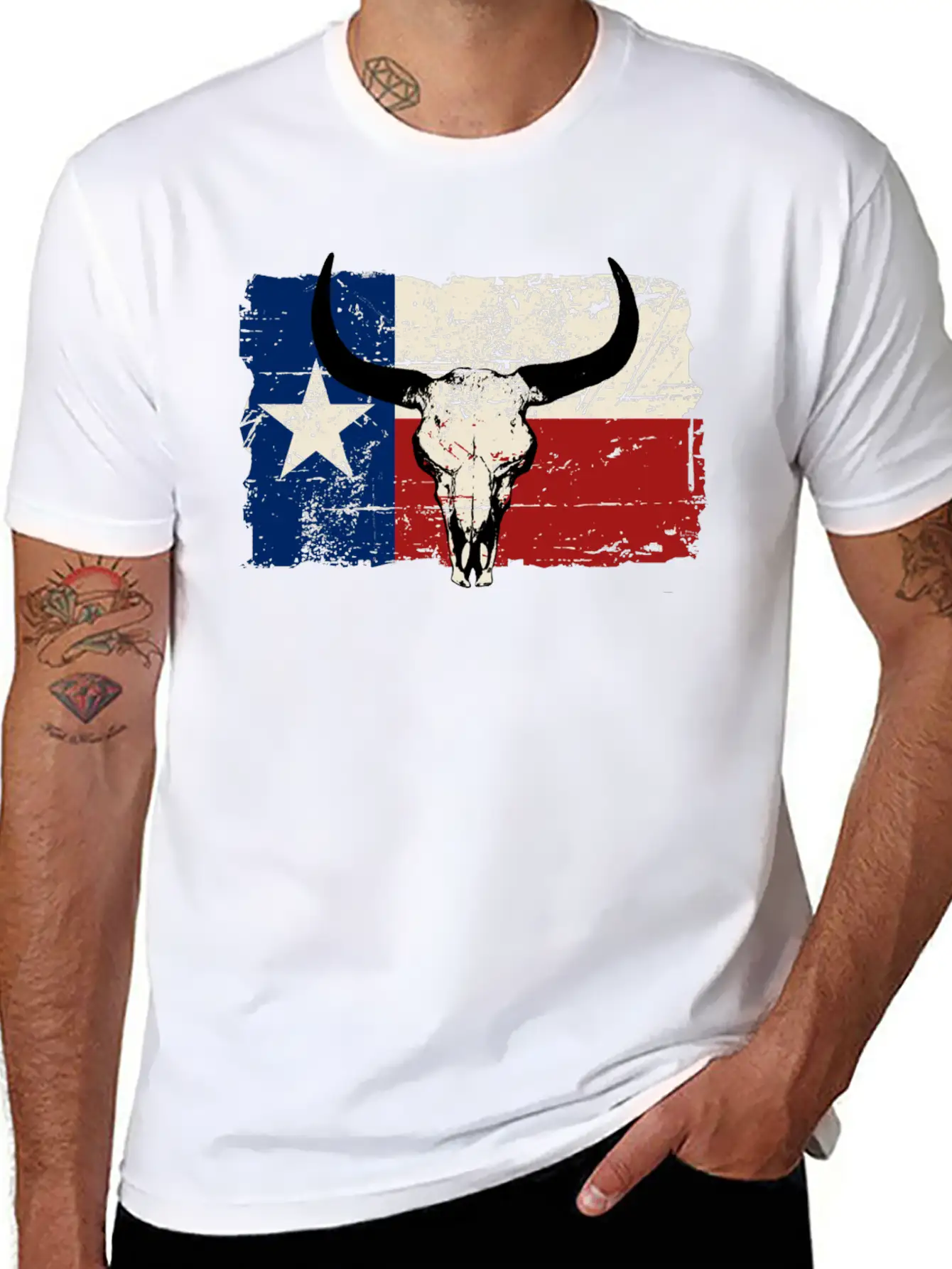Texas Bull Flag - Vintage Look Lightweight Cotton T-Shirt – Daily Comfort Graphic Shirt
