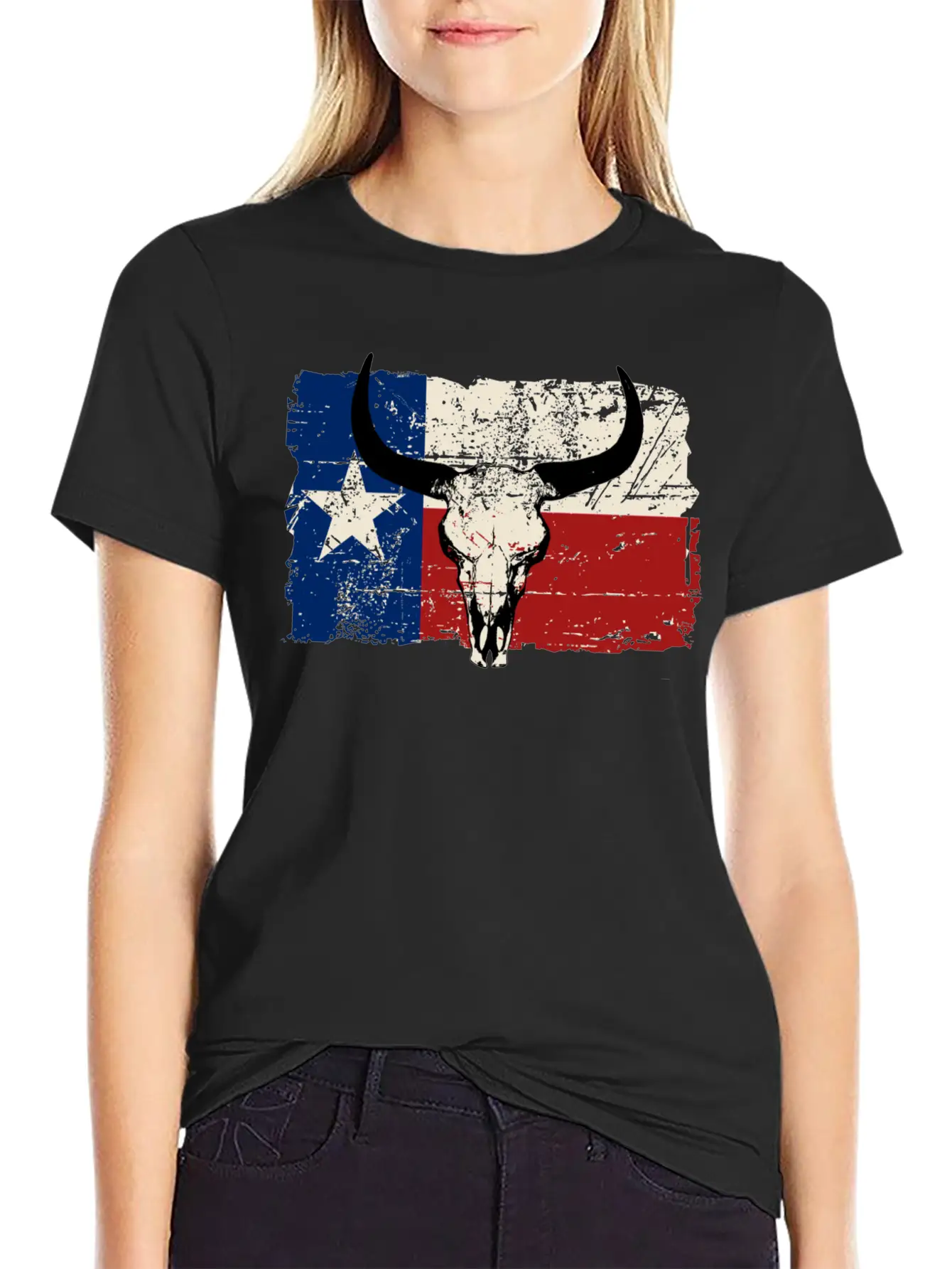 Texas Bull Flag - Vintage Look Lightweight Cotton T-Shirt – Daily Comfort Graphic Shirt