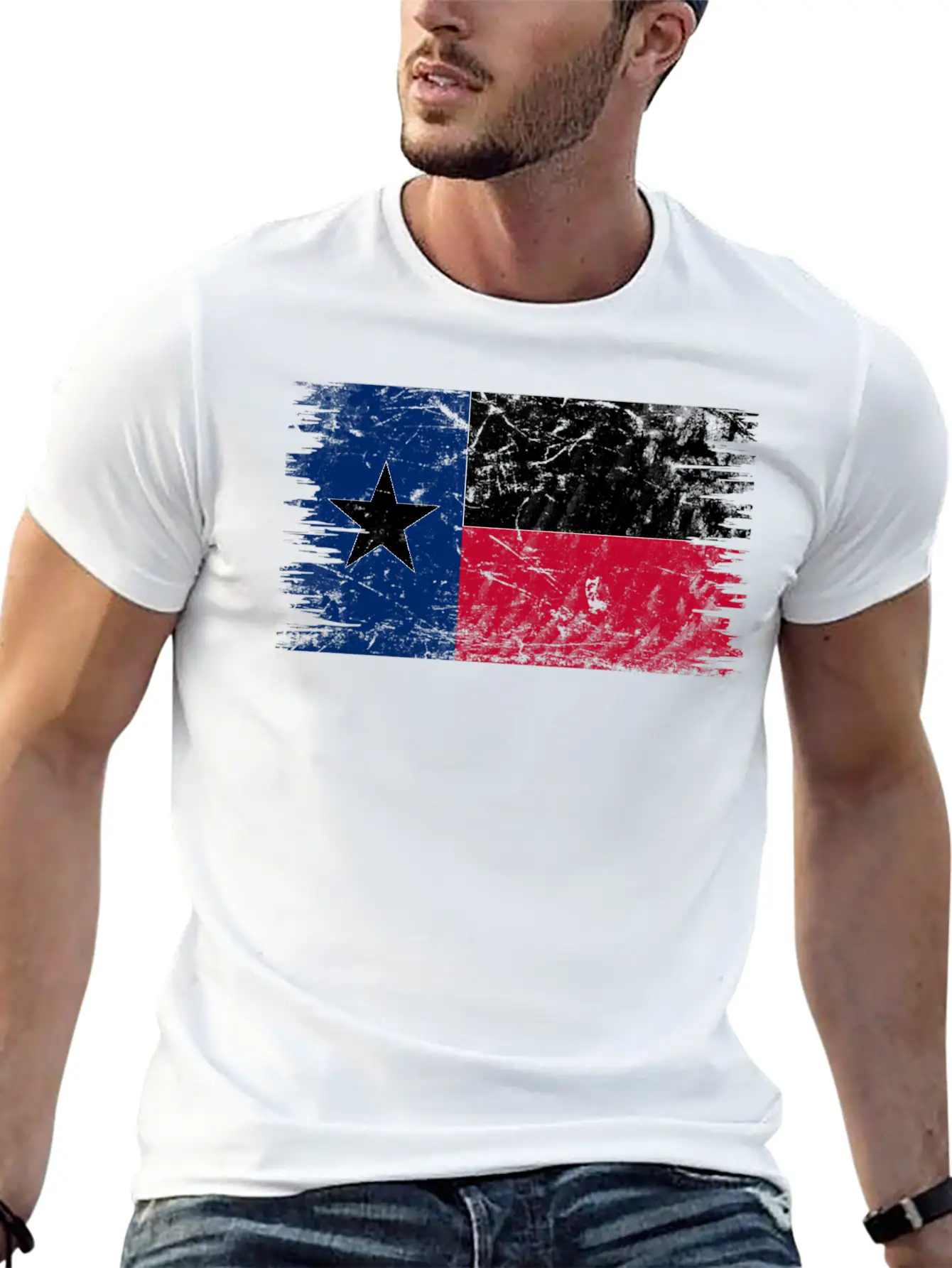 Texas Distressed State Flag Modern Fit Casual T-Shirt – Clean And Versatile Design